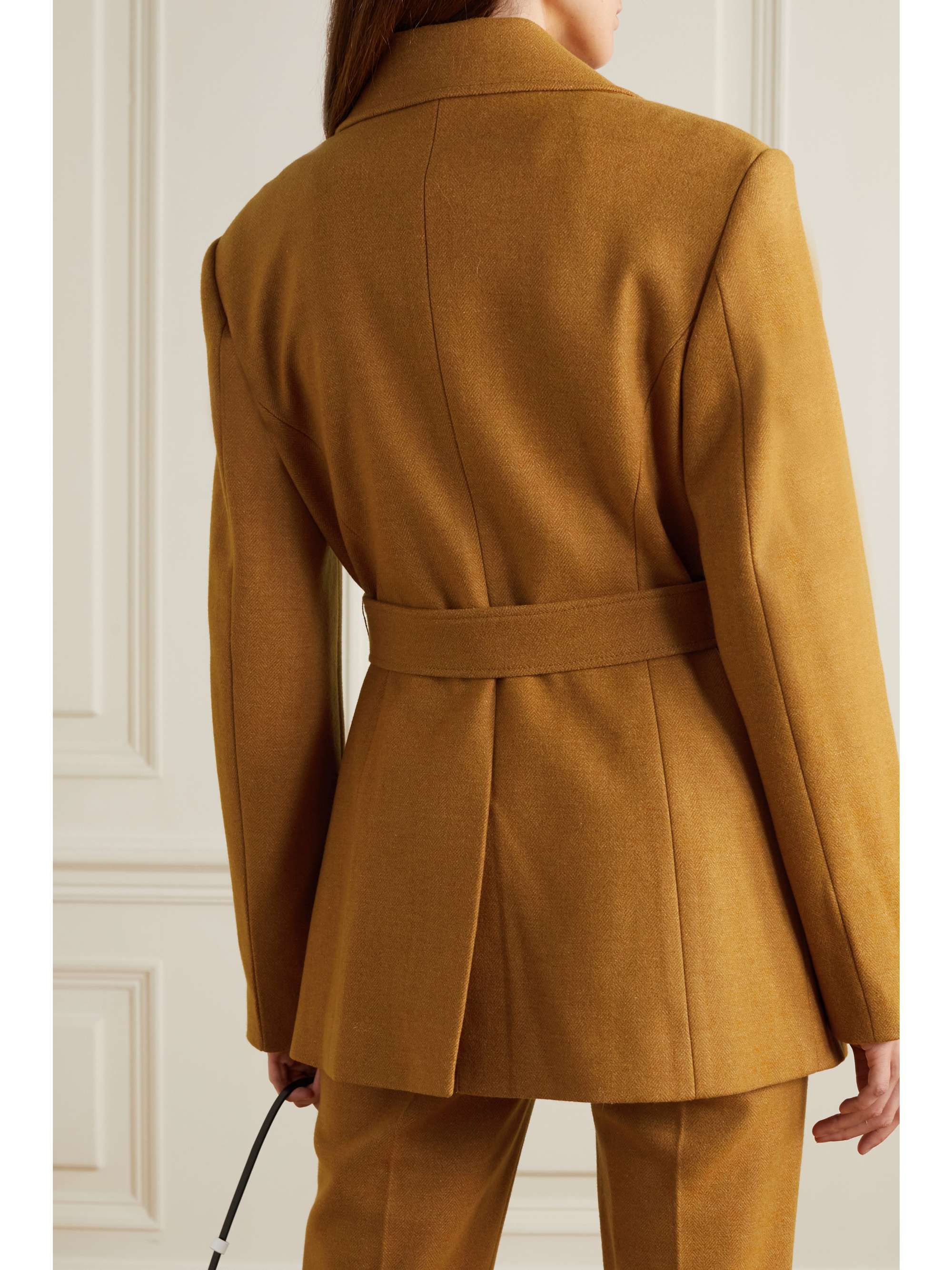 LVIR Belted herringbone wool-blend blazer