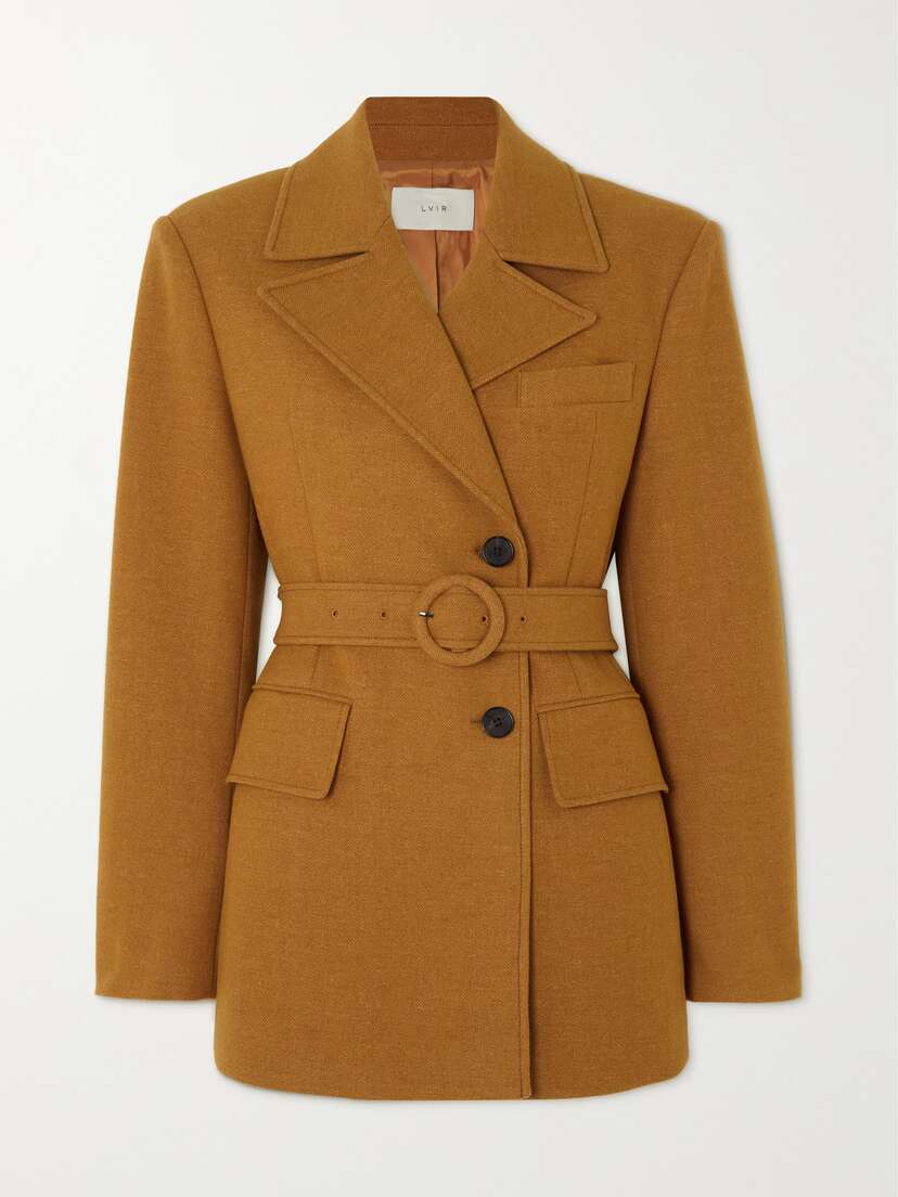 LVIR Belted Herringbone Wool-blend Blazer