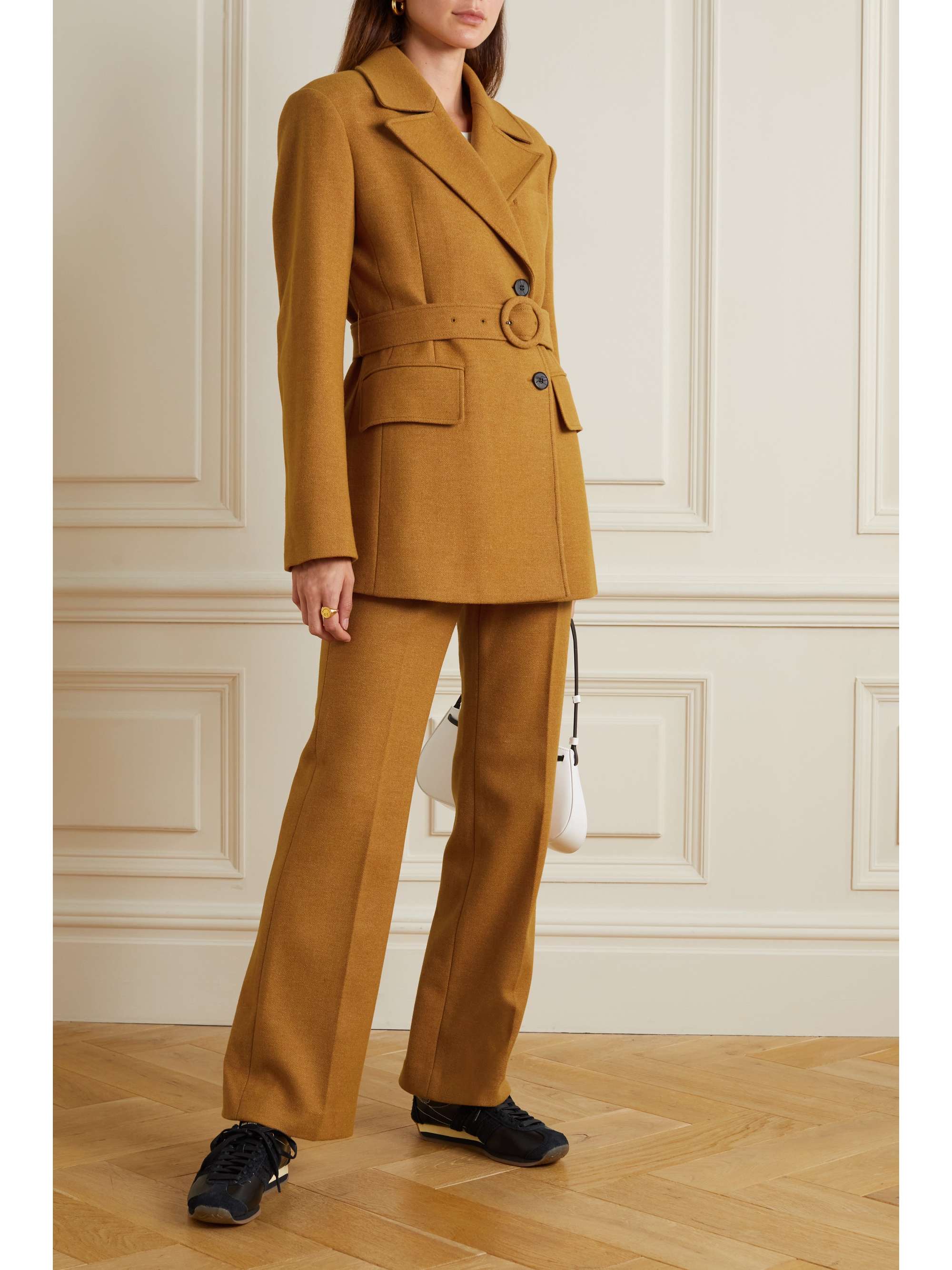 LVIR Belted herringbone wool-blend blazer