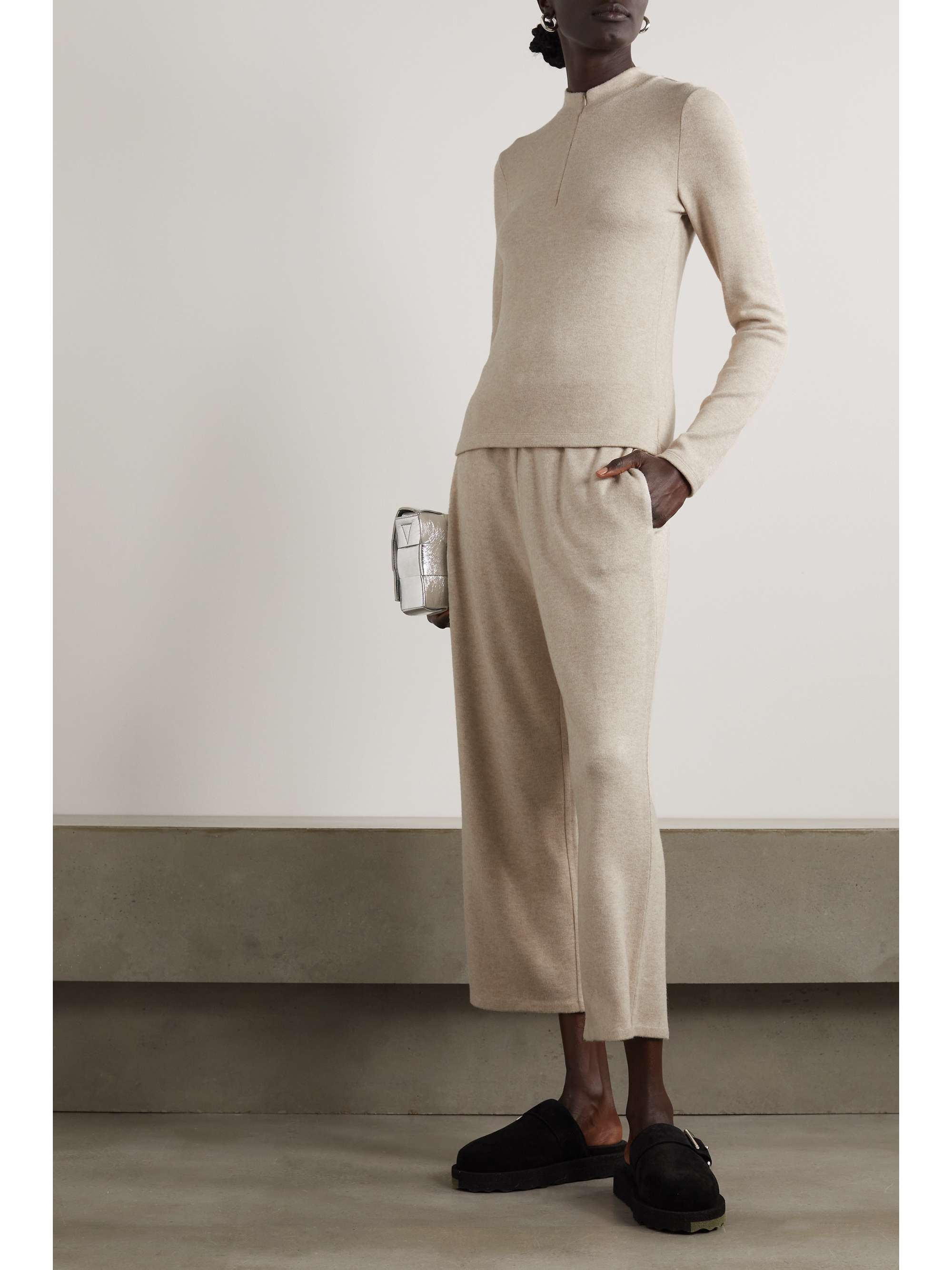 VINCE Stretch-jersey half-zip top