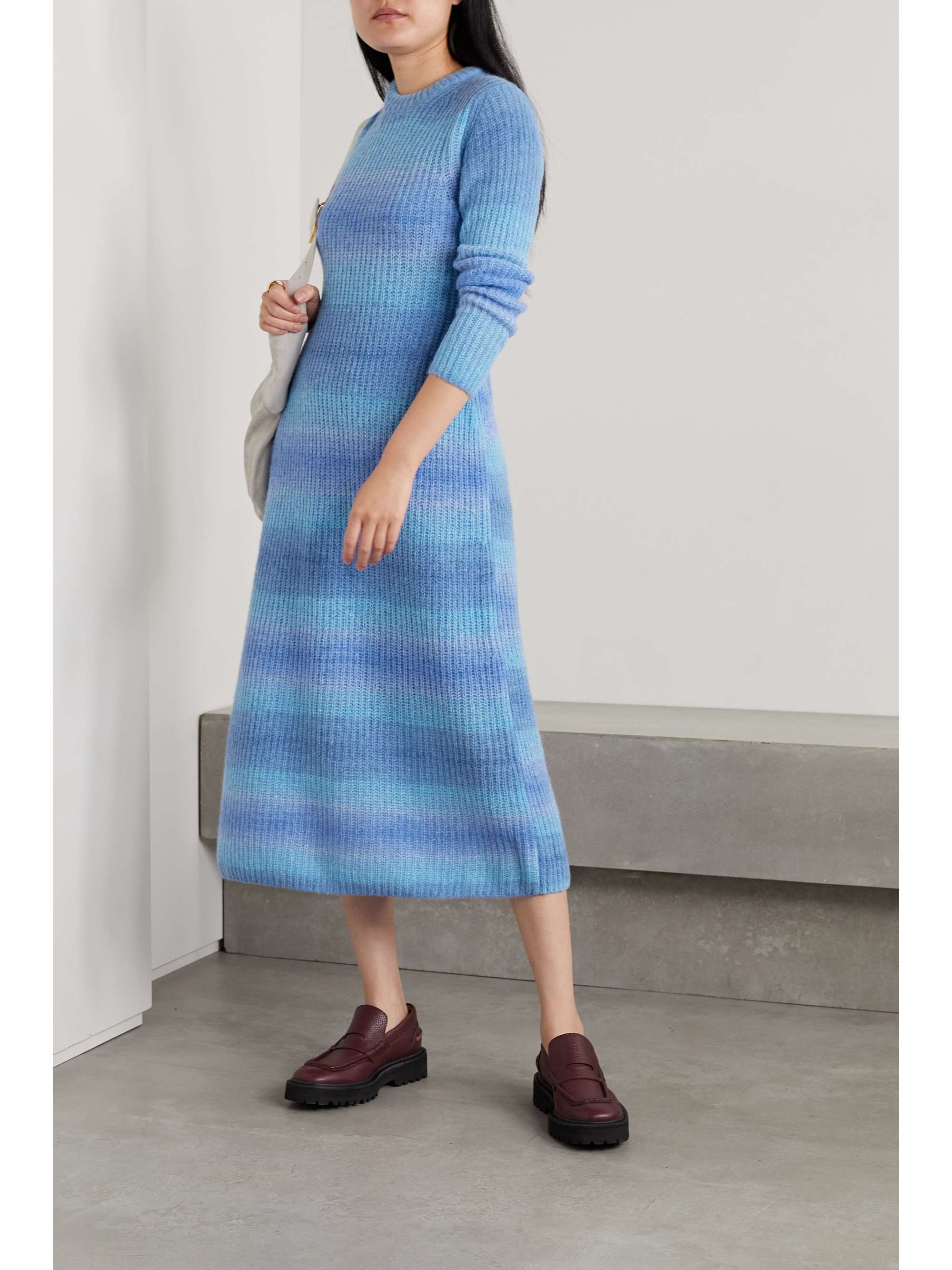VINCE Space-dyed open-knit midi dress