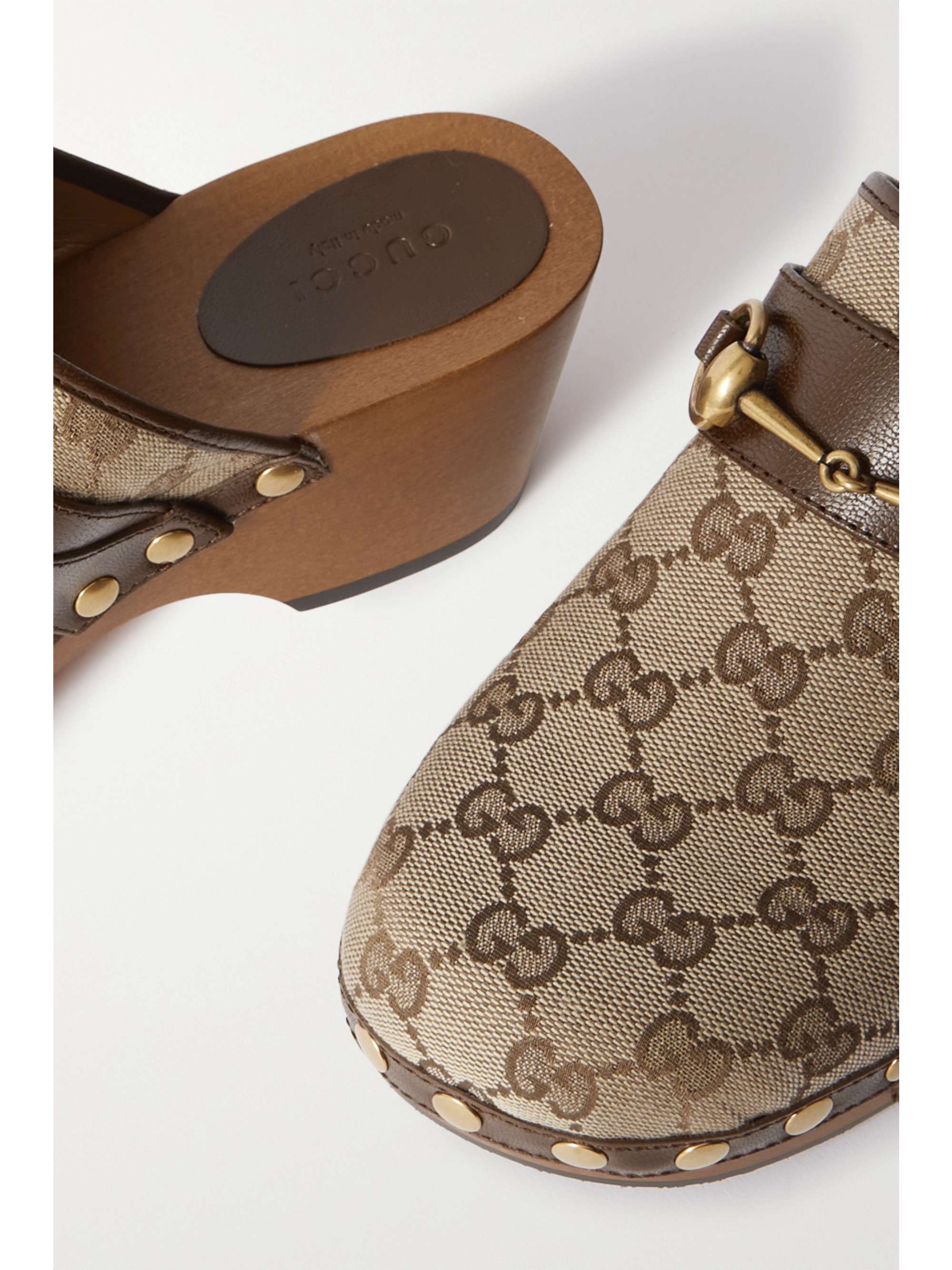 GUCCI Stann horsebit-detailed leather clogs