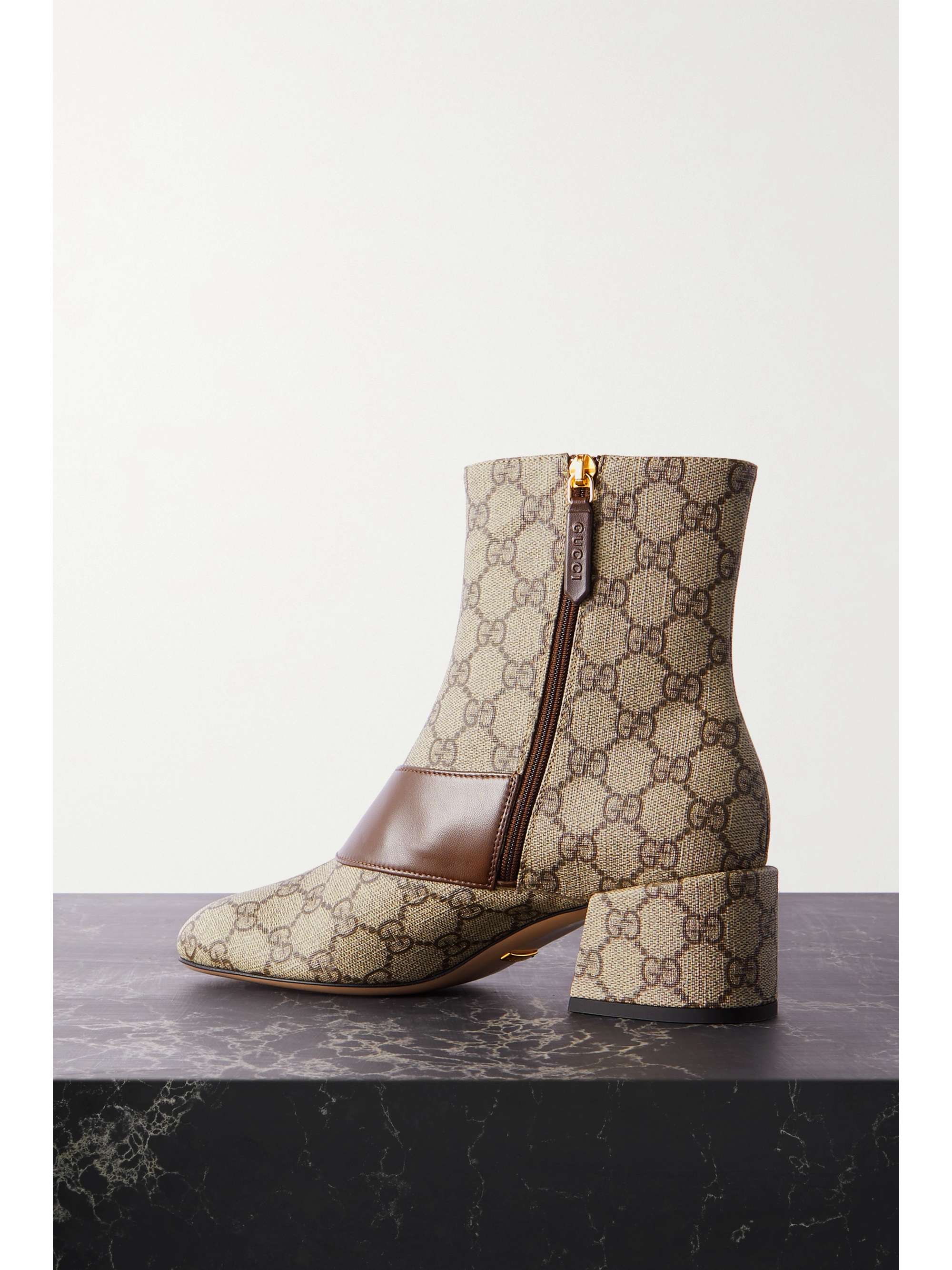 Blondie embellished leather-trimmed coated-canvas ankle boots