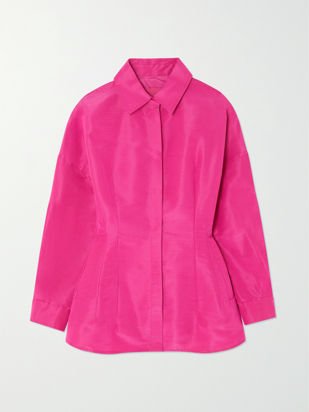 Shop Valentino Silk-moiré Mini Shirt Dress In Pink