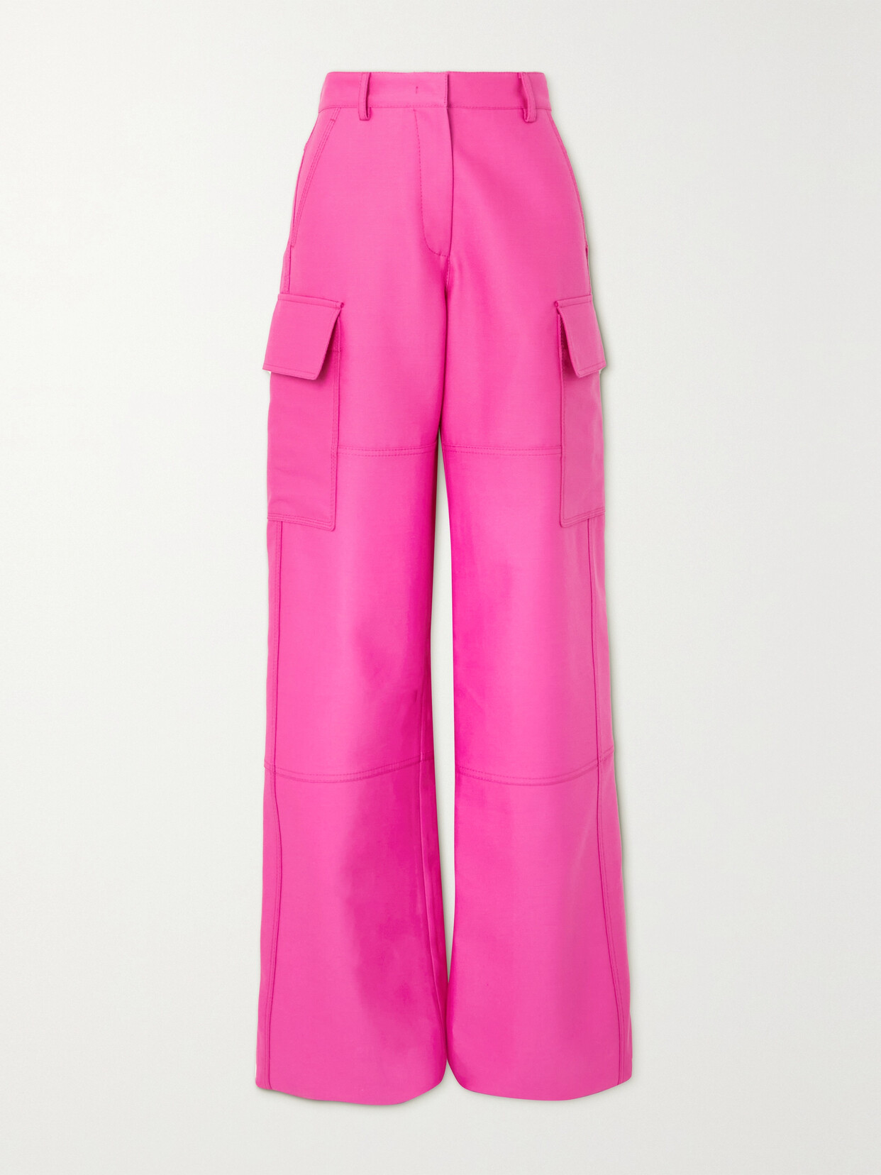Valentino Garavani Cotton, Wool And Silk-blend Wide-leg Pants - Pink