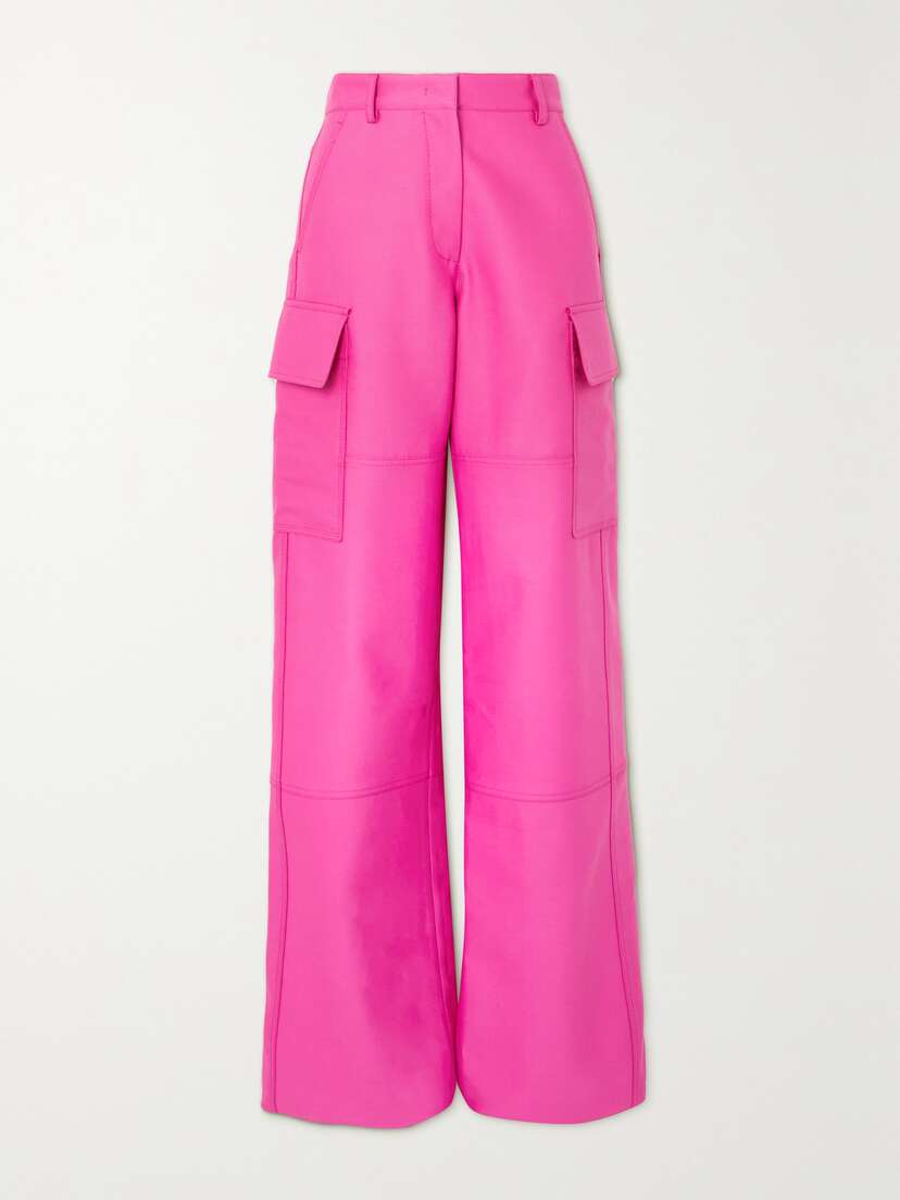 Valentino Garavani Cotton, Wool And Silk-blend Wide-leg Pants
