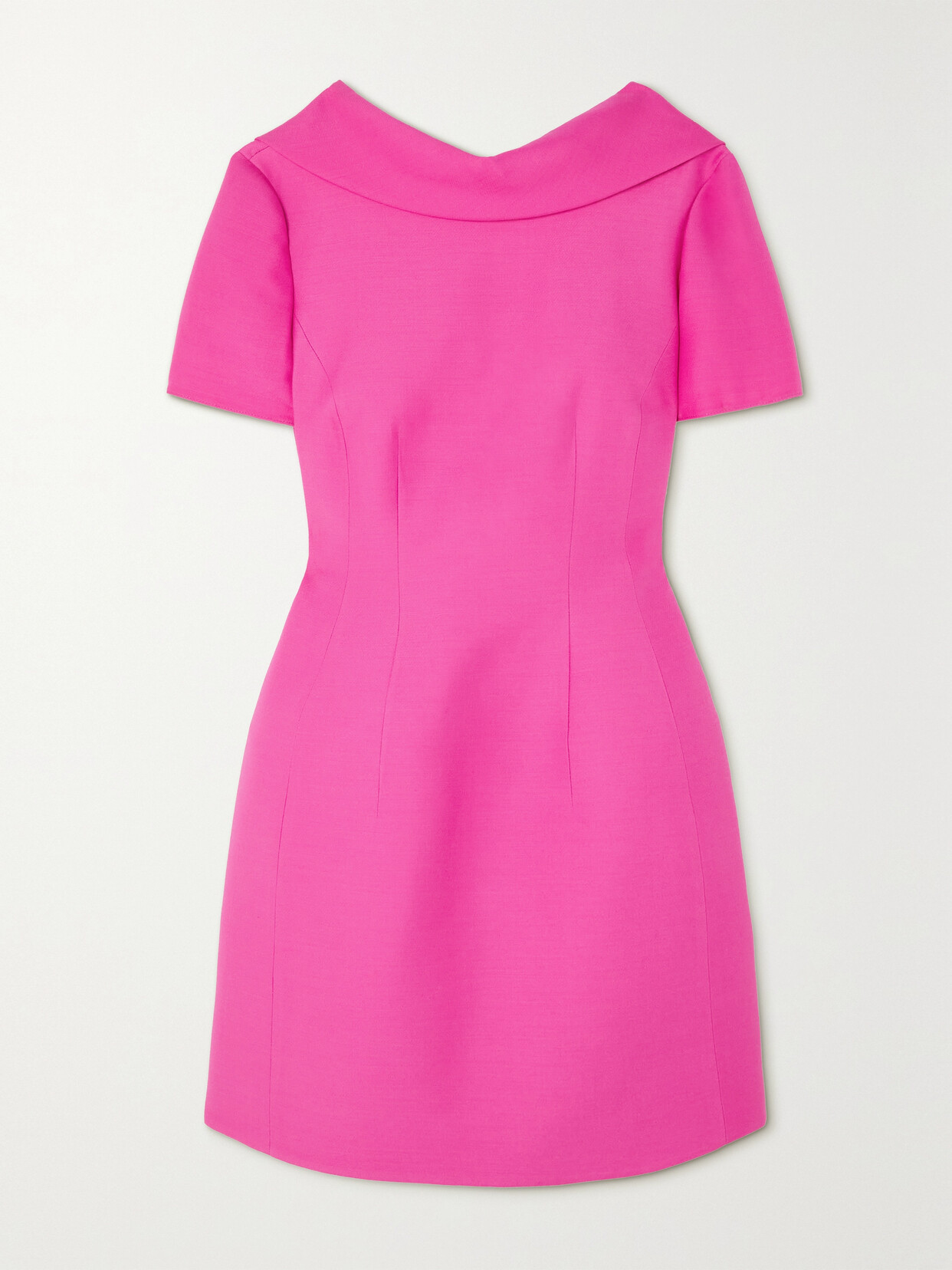 Valentino Bow-detailed Wool And Silk-blend Crepe Mini Dress In Pink