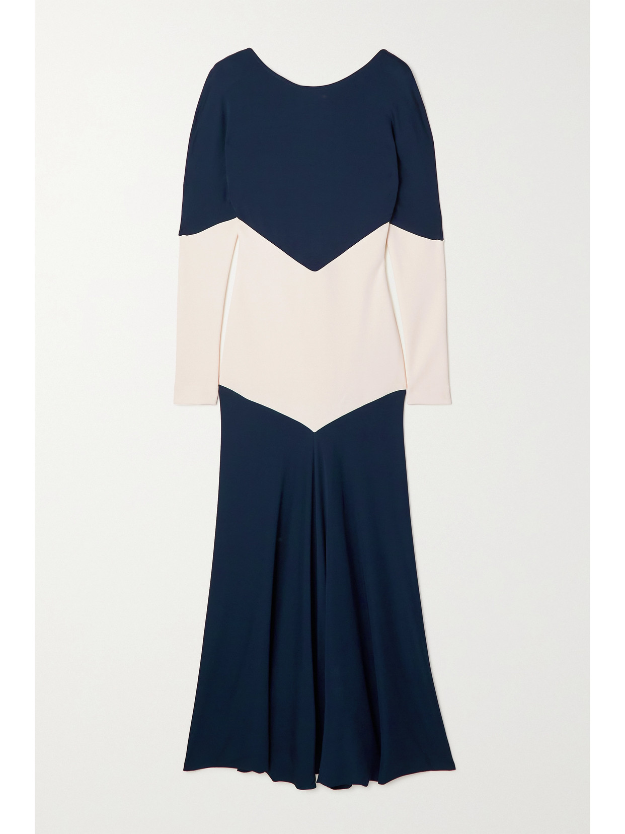 Victoria Beckham プリーツマキシドレス Victoria Beckham Pleated Two-tone Cotton-blend Jersey Maxi Dress