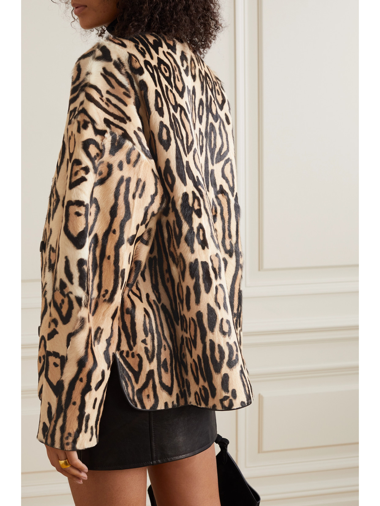 UTZON JOVANNE LEOPARD-PRINT GOAT HAIR JACKET