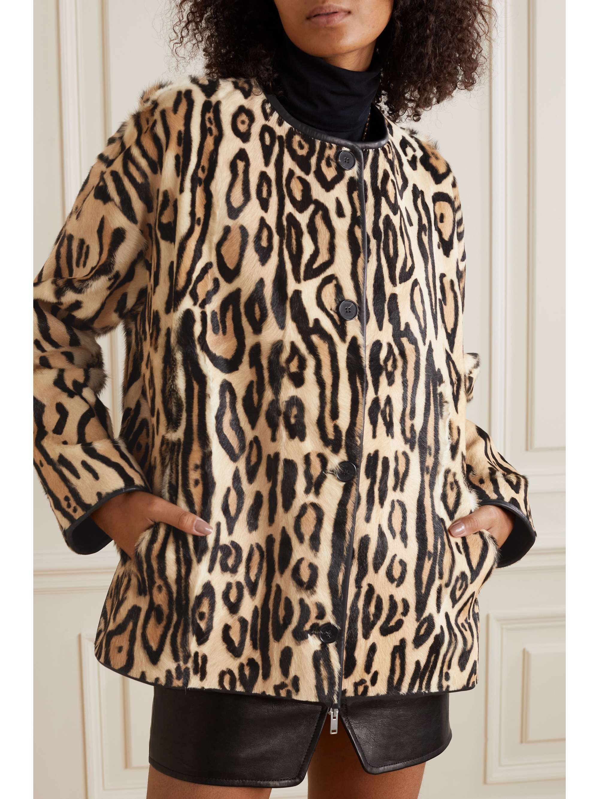 UTZON Jovanne leopard-print goat hair jacket