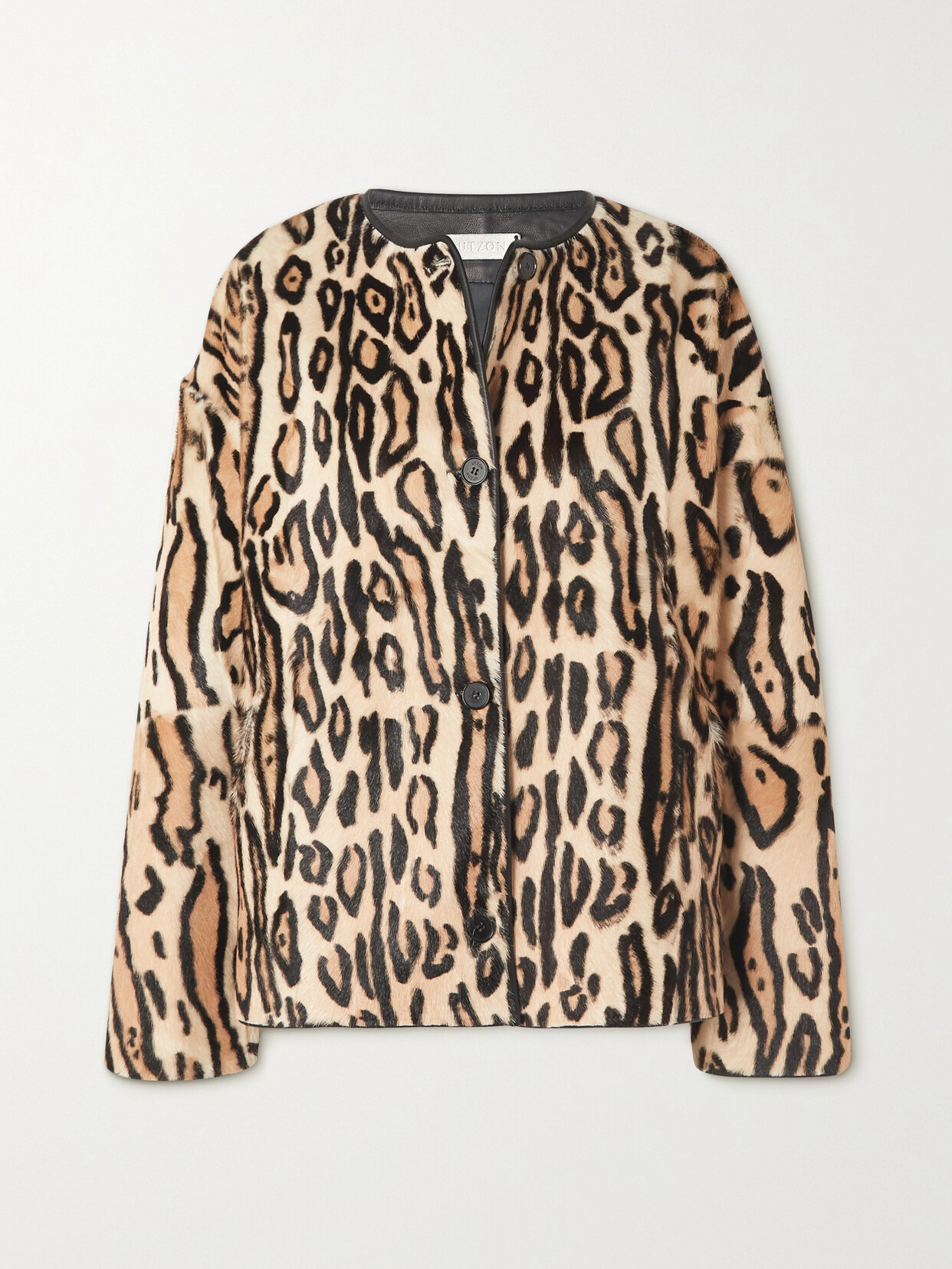 Utzon Jovanne Leopard-print Goat Hair Jacket In Cream