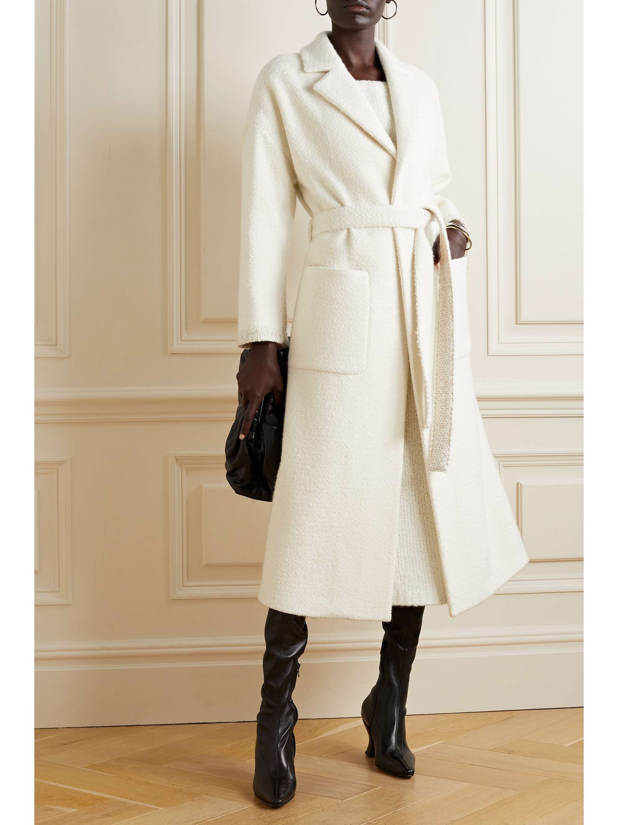 LORO PIANA Langston belted cashmere and silk-blend bouclé-tweed  coat