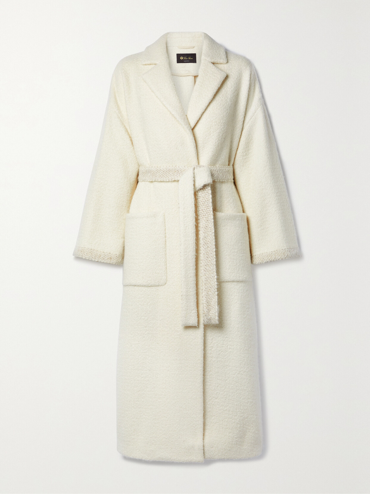 Loro Piana Langston Belted Cashmere And Silk-blend Bouclé-tweed Coat In White