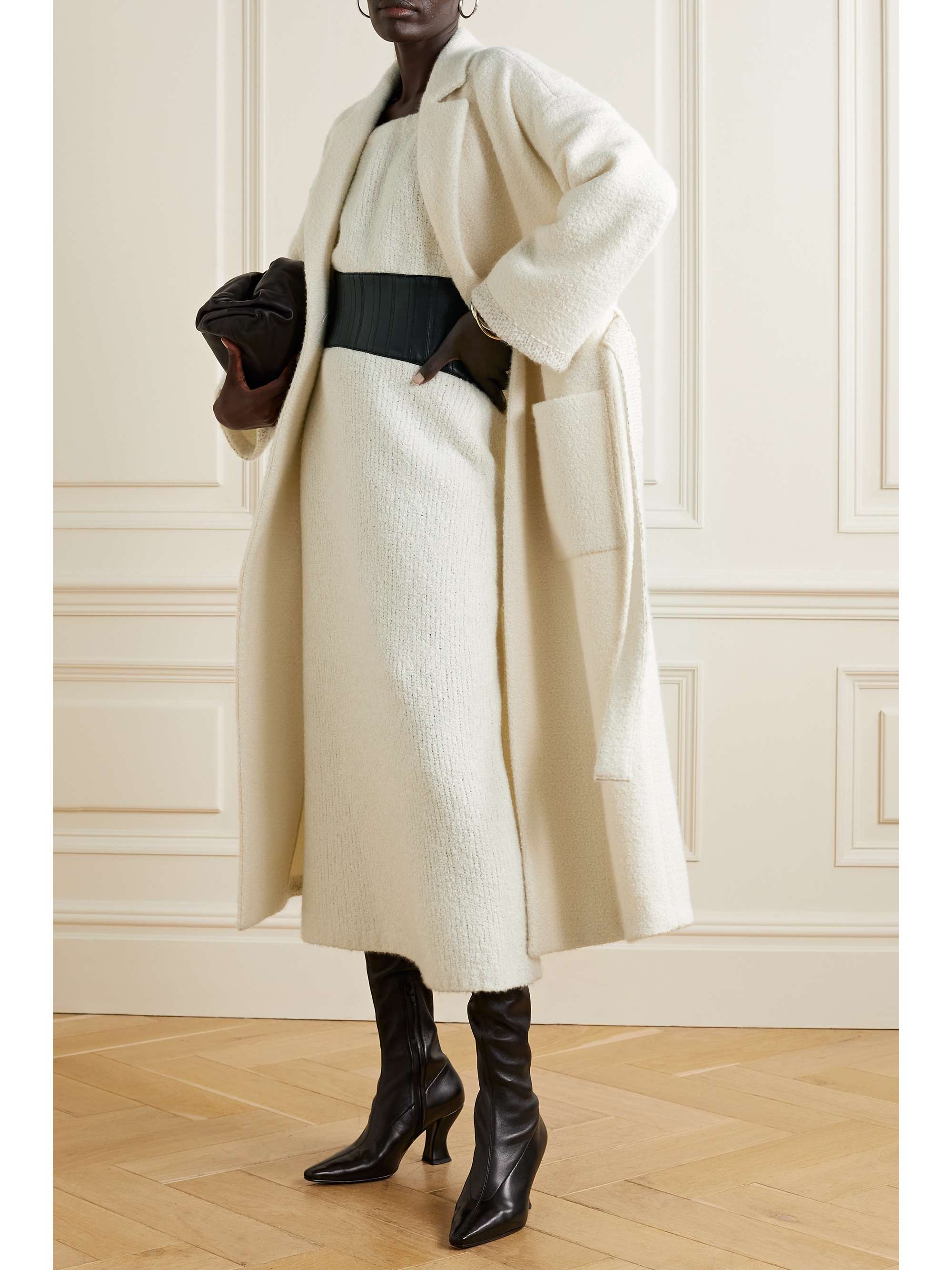 LORO PIANA Langston belted cashmere and silk-blend bouclé-tweed  coat