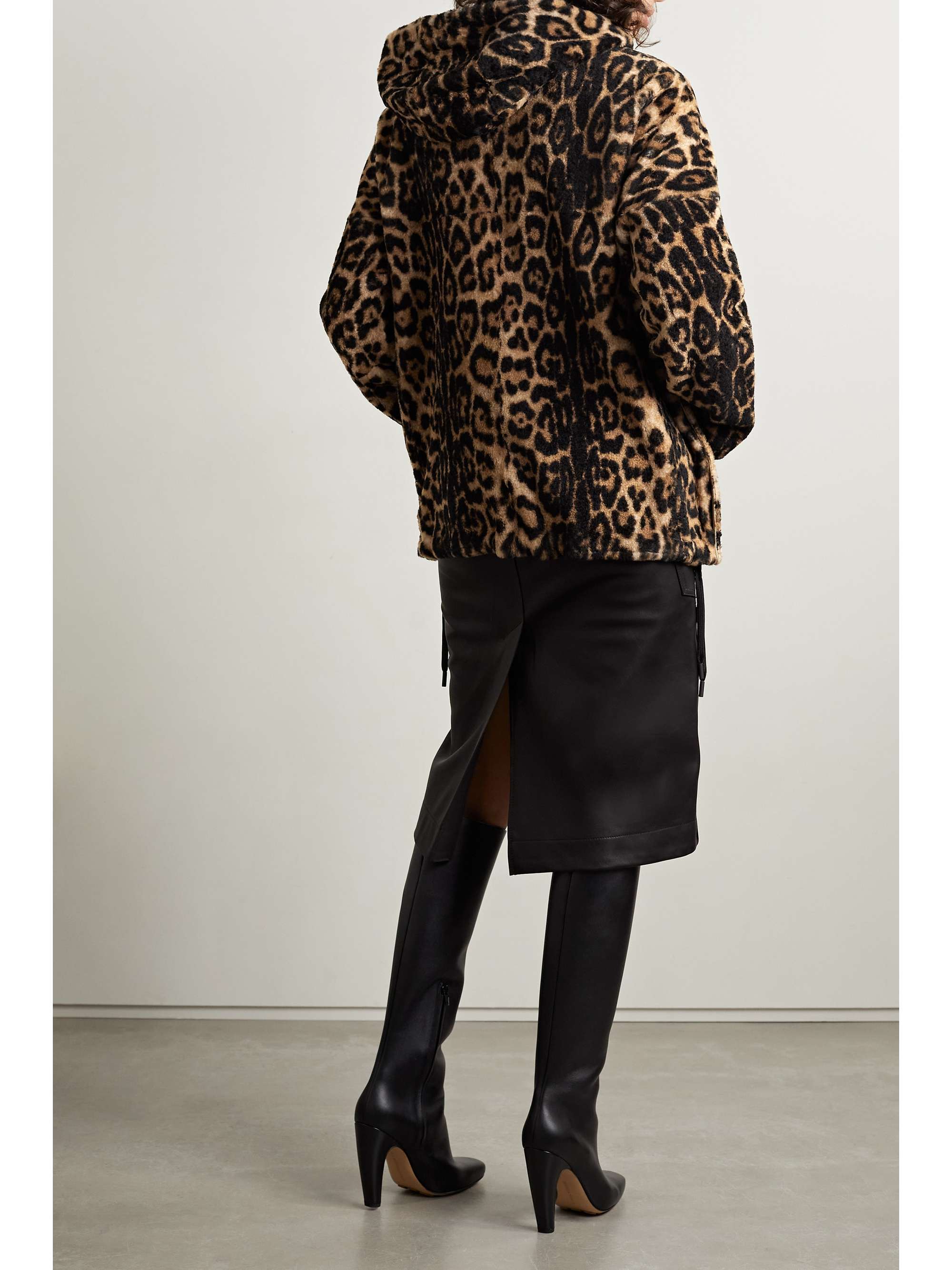 YVES SALOMON Hooded leopard-print shearling jacket