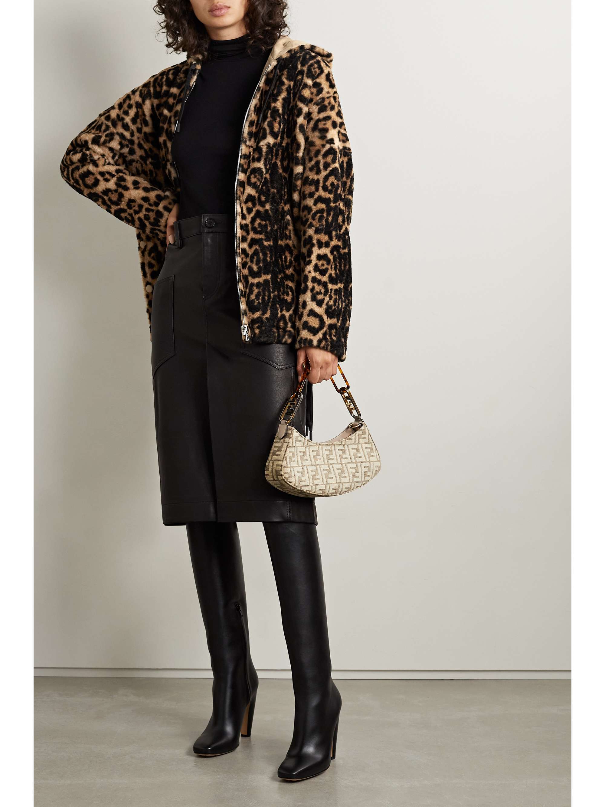 YVES SALOMON Hooded leopard-print shearling jacket