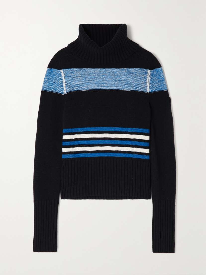 Loro Piana Courmayeur Appliquéd Striped Cashmere Turtleneck Sweater