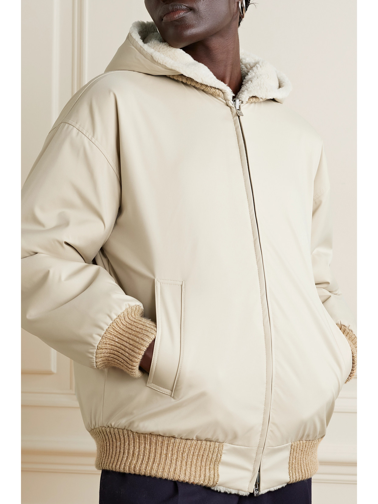 Loro Piana Carley Reversible Cashmere And Silk-blend Fleece And Twill Jacket In Brown