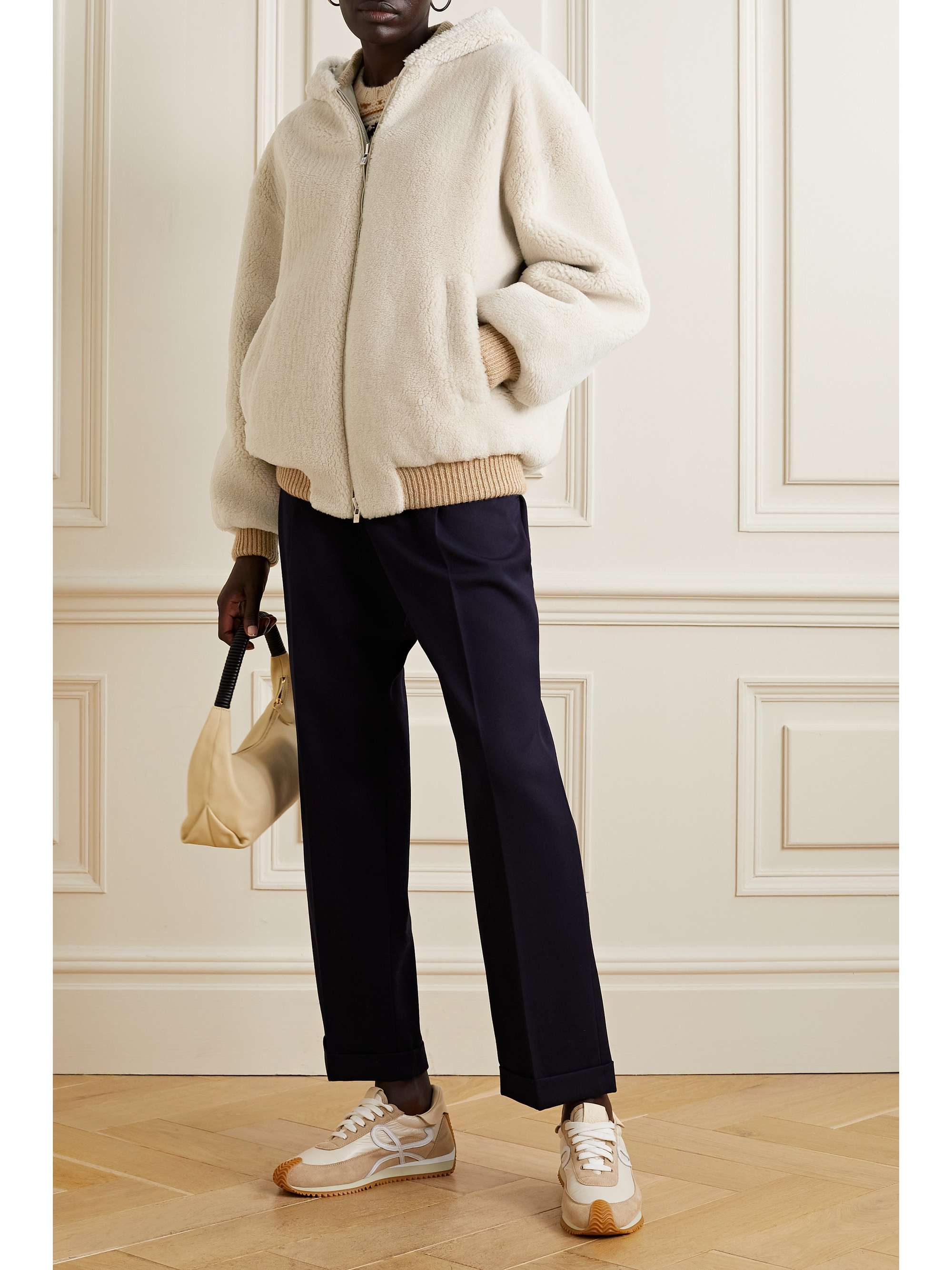 LORO PIANA Carley reversible cashmere and silk-blend fleece and twill jacket