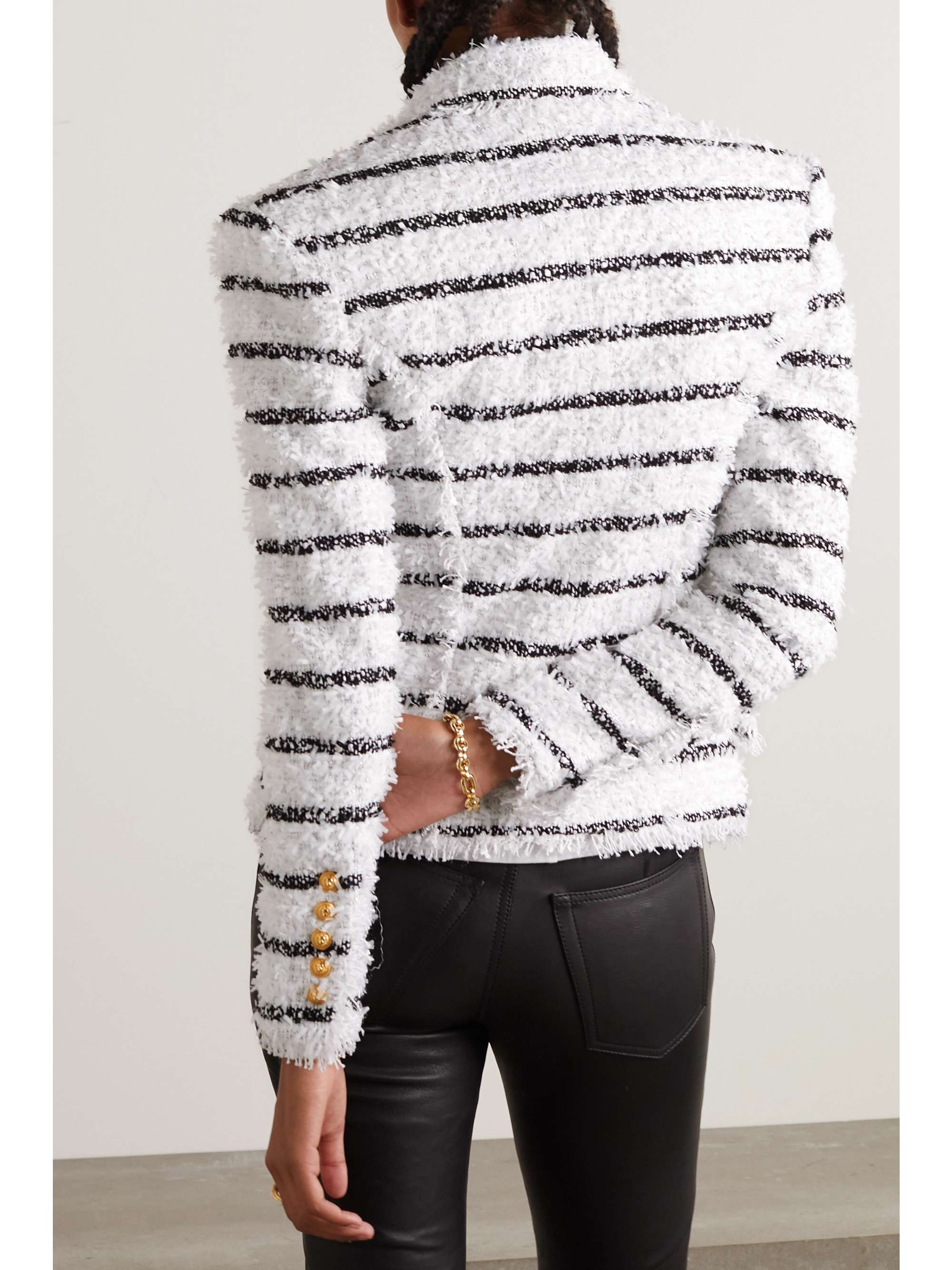 BALMAIN Double-breasted striped bouclé blazer