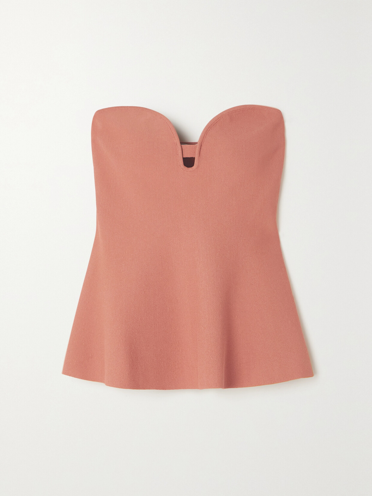 Stella Mccartney Strapless Stretch-knit Peplum Top In Blush
