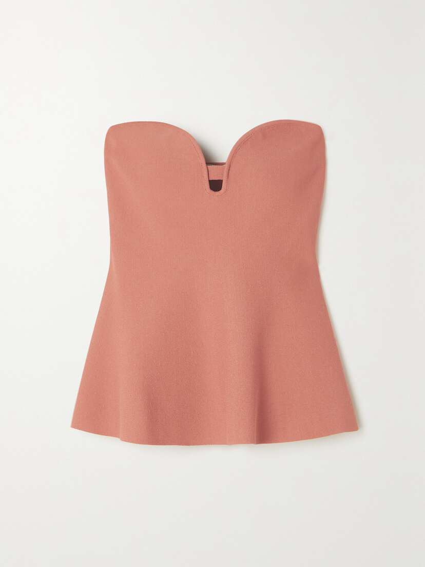 Stella McCartney Strapless Stretch-knit Peplum Top