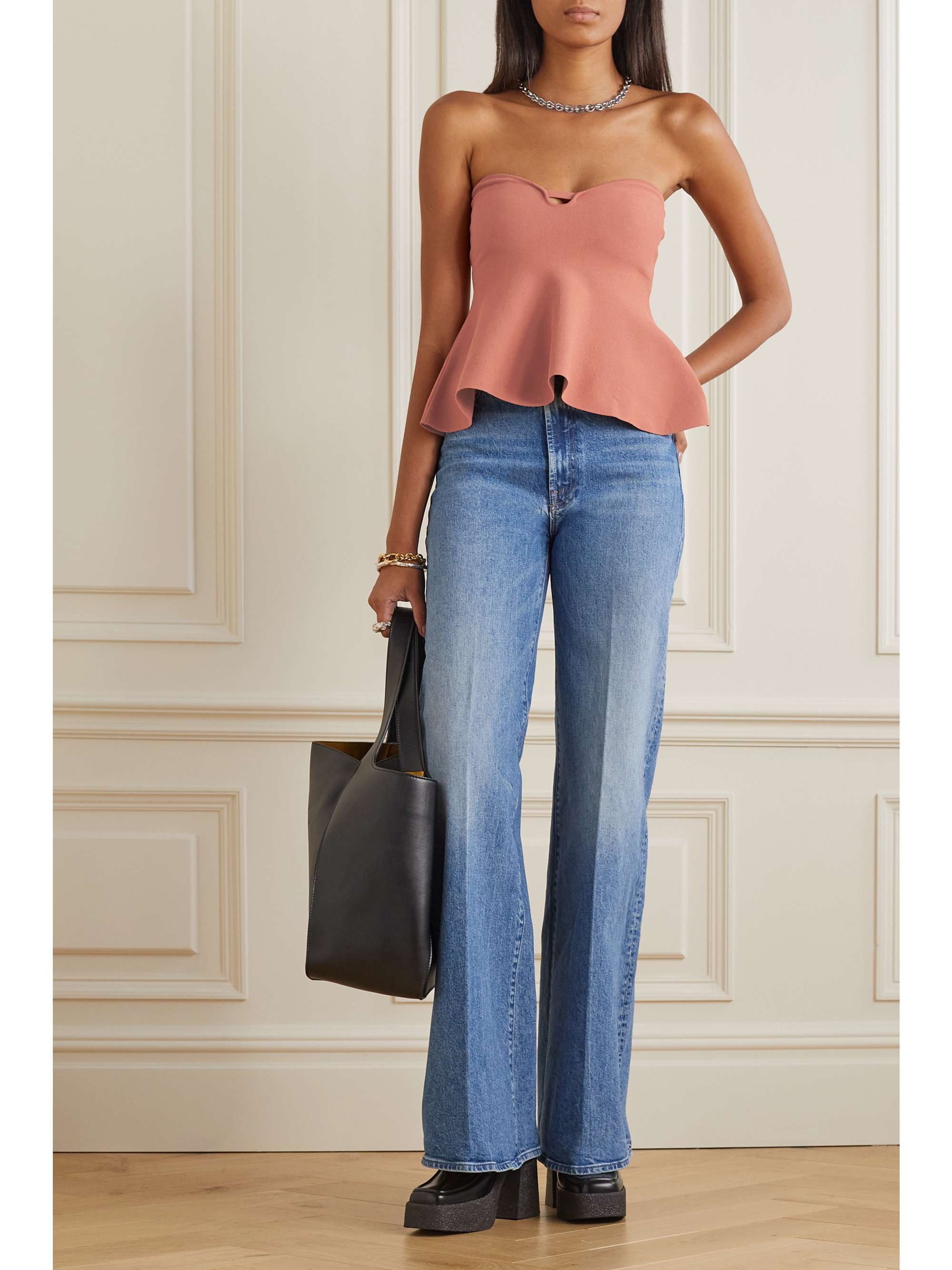 新しい到着 STELLA MCCARTNEY Strapless stretch-knit peplum top | NET-A トップス