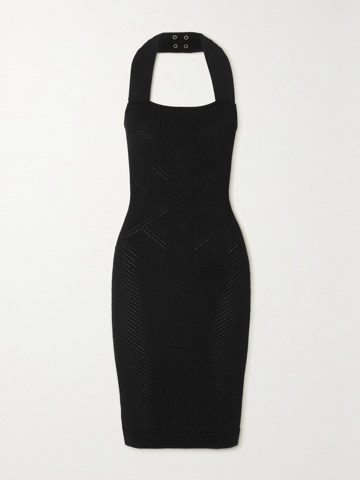Balmain Ribbed-knit Halterneck Dress - Black