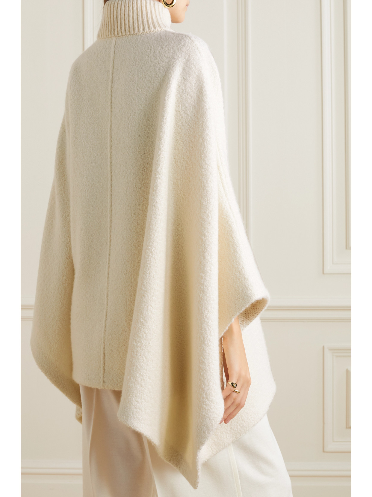 Shop Loro Piana Britney Cashmere And Silk-blend Turtleneck Poncho In White