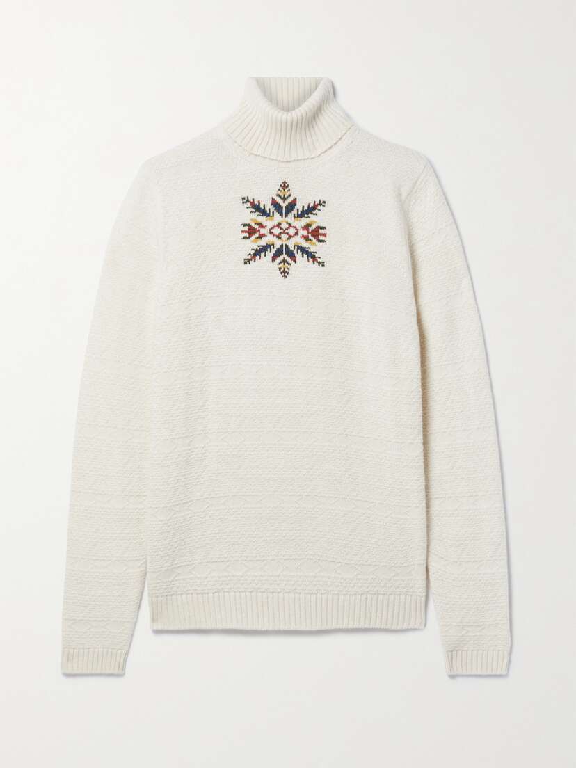 Loro Piana Dolcevita Bernina Jacquard-knit Cashmere Turtleneck Sweater