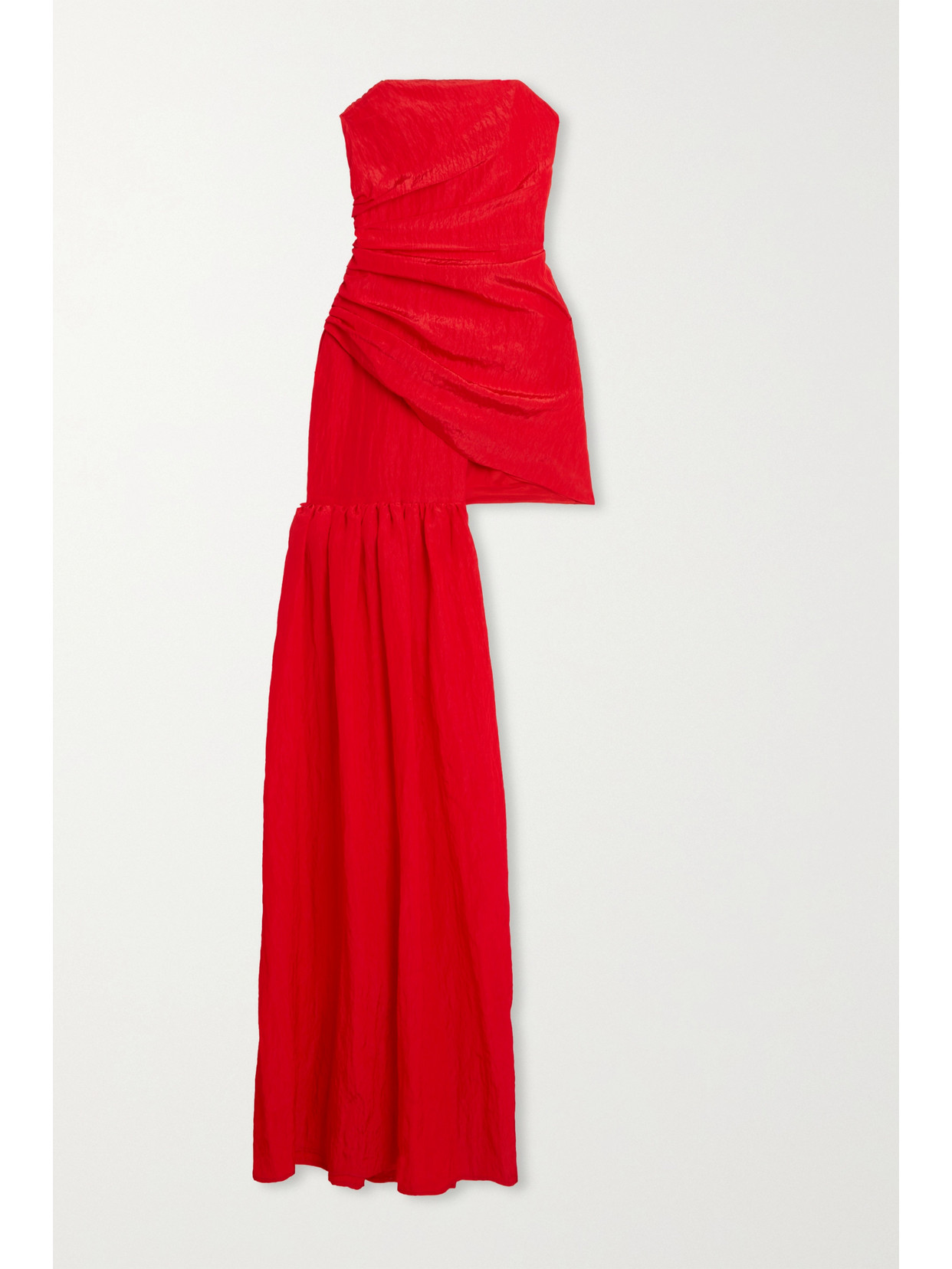 David Koma Strapless Asymmetric Gathered Crepon Gown In Red