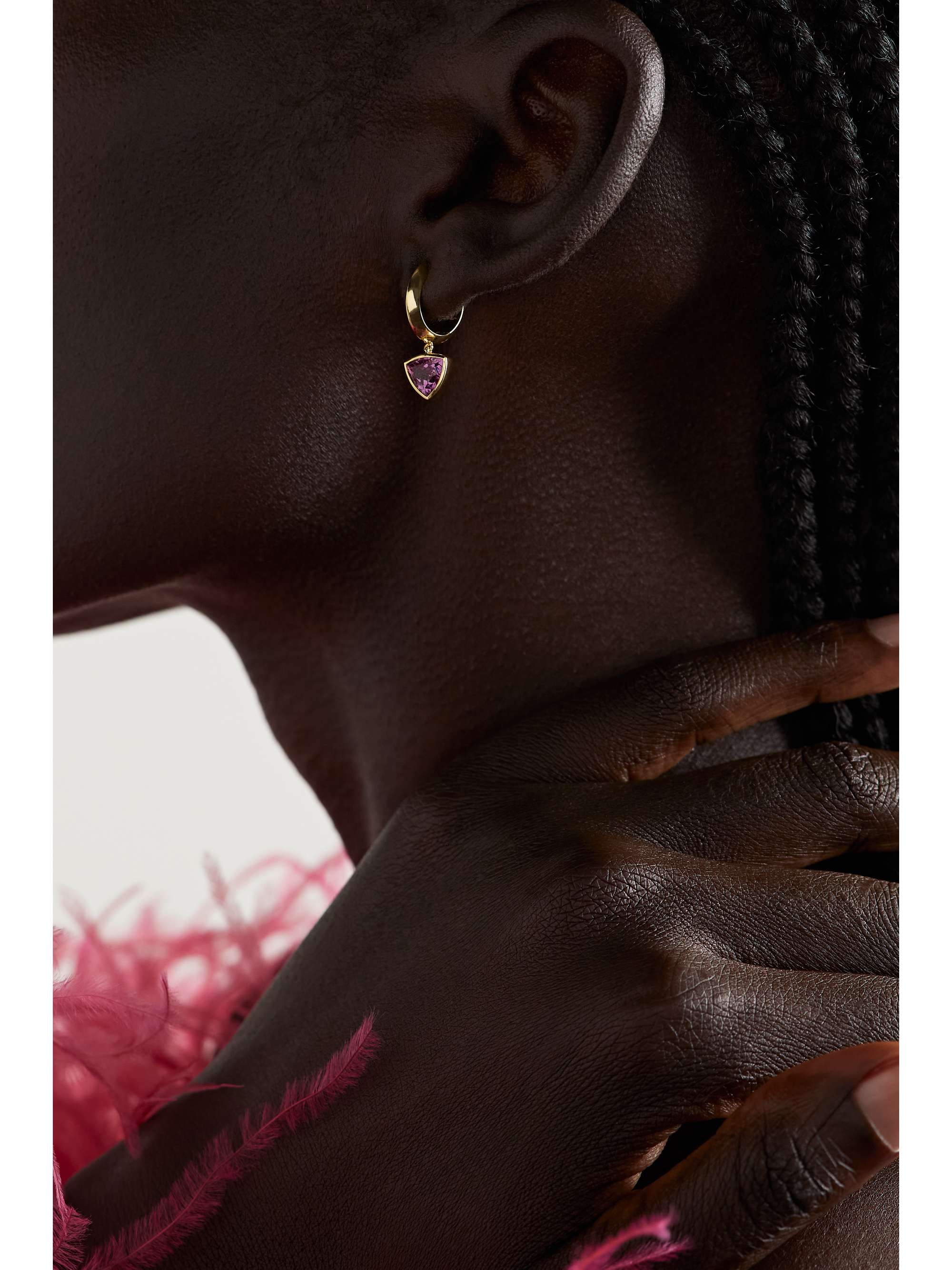 SORELLINA 18-karat gold garnet hoop earrings