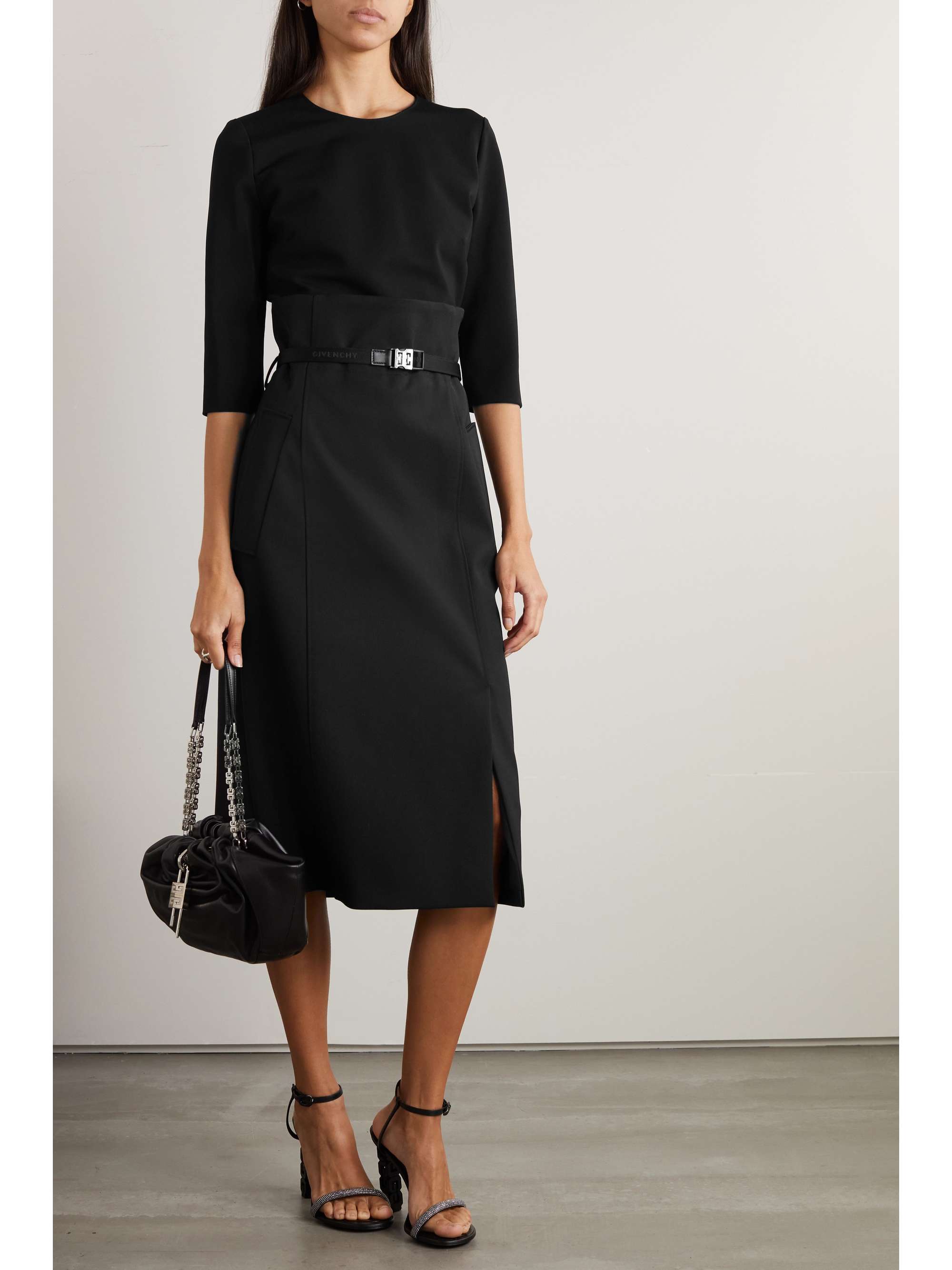 GIVENCHY Belted wool-blend midi dress | NET-A-PORTER