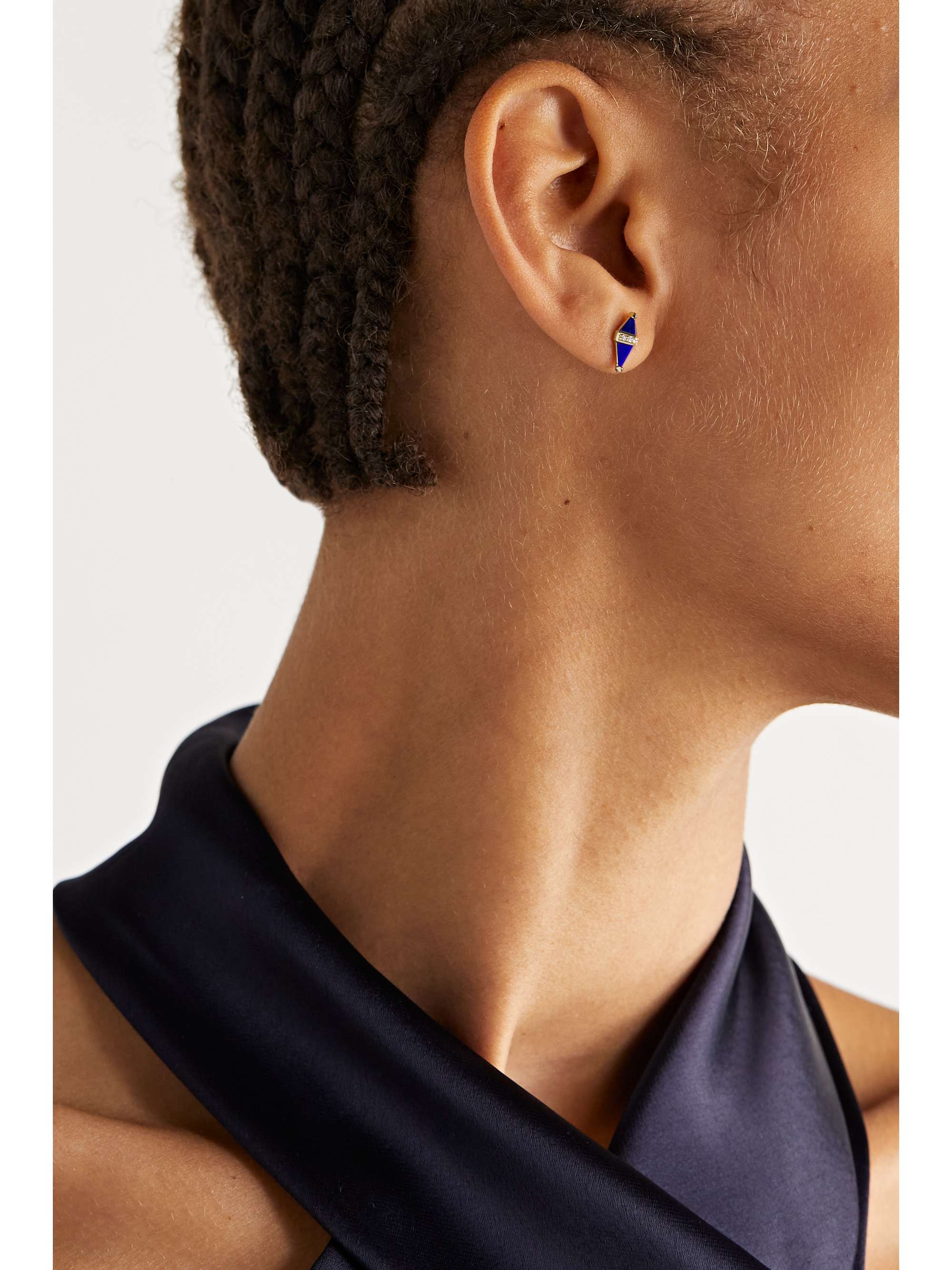 SORELLINA Pietra 18-karat gold, lapis lazuli and diamond earrings