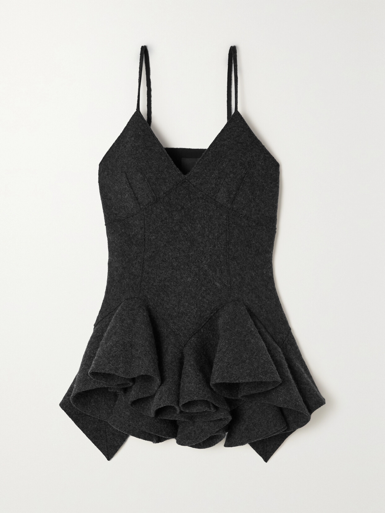 Givenchy Ruffled Wool-felt Top - Black