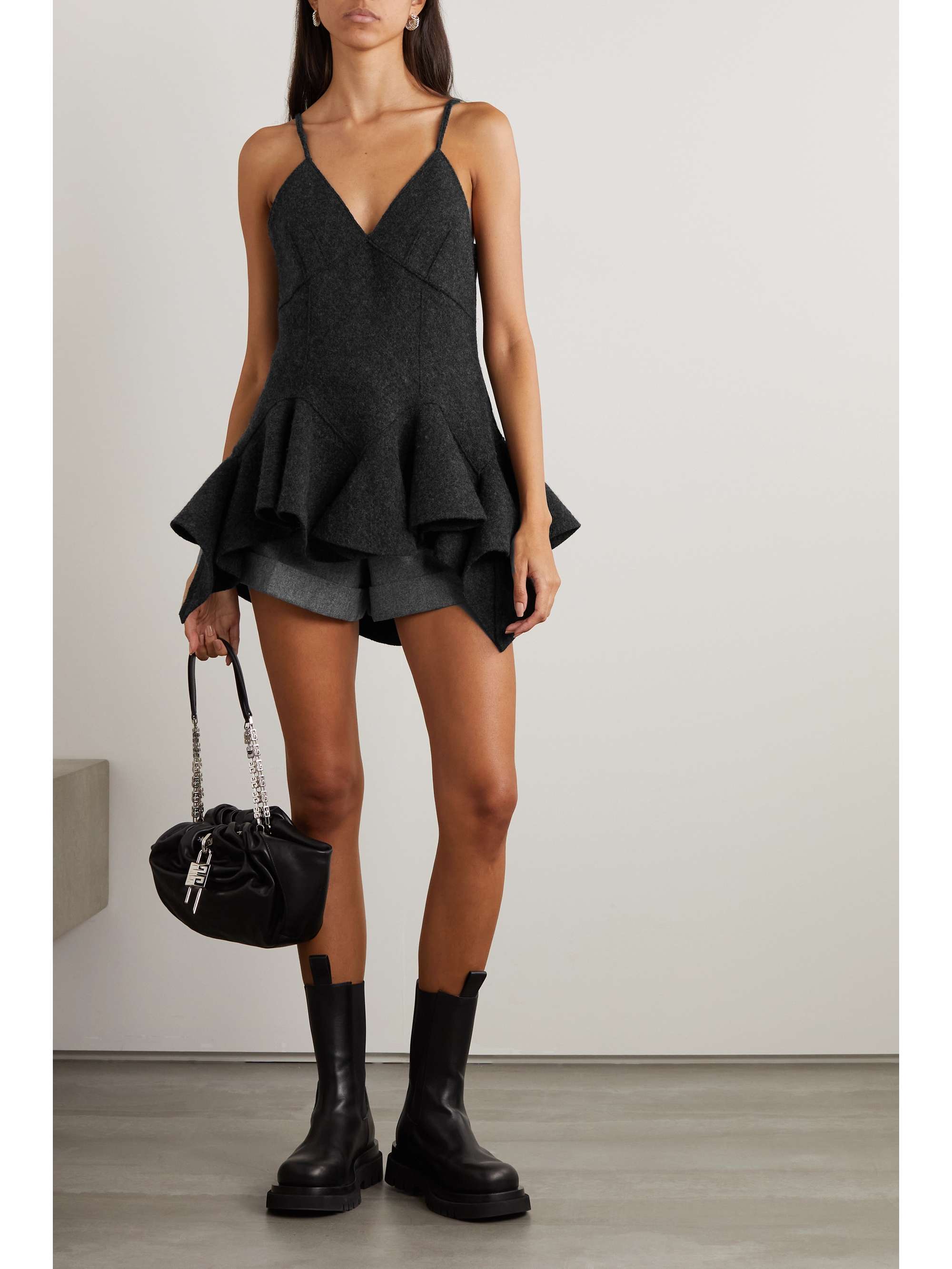 GIVENCHY Ruffled wool-felt top