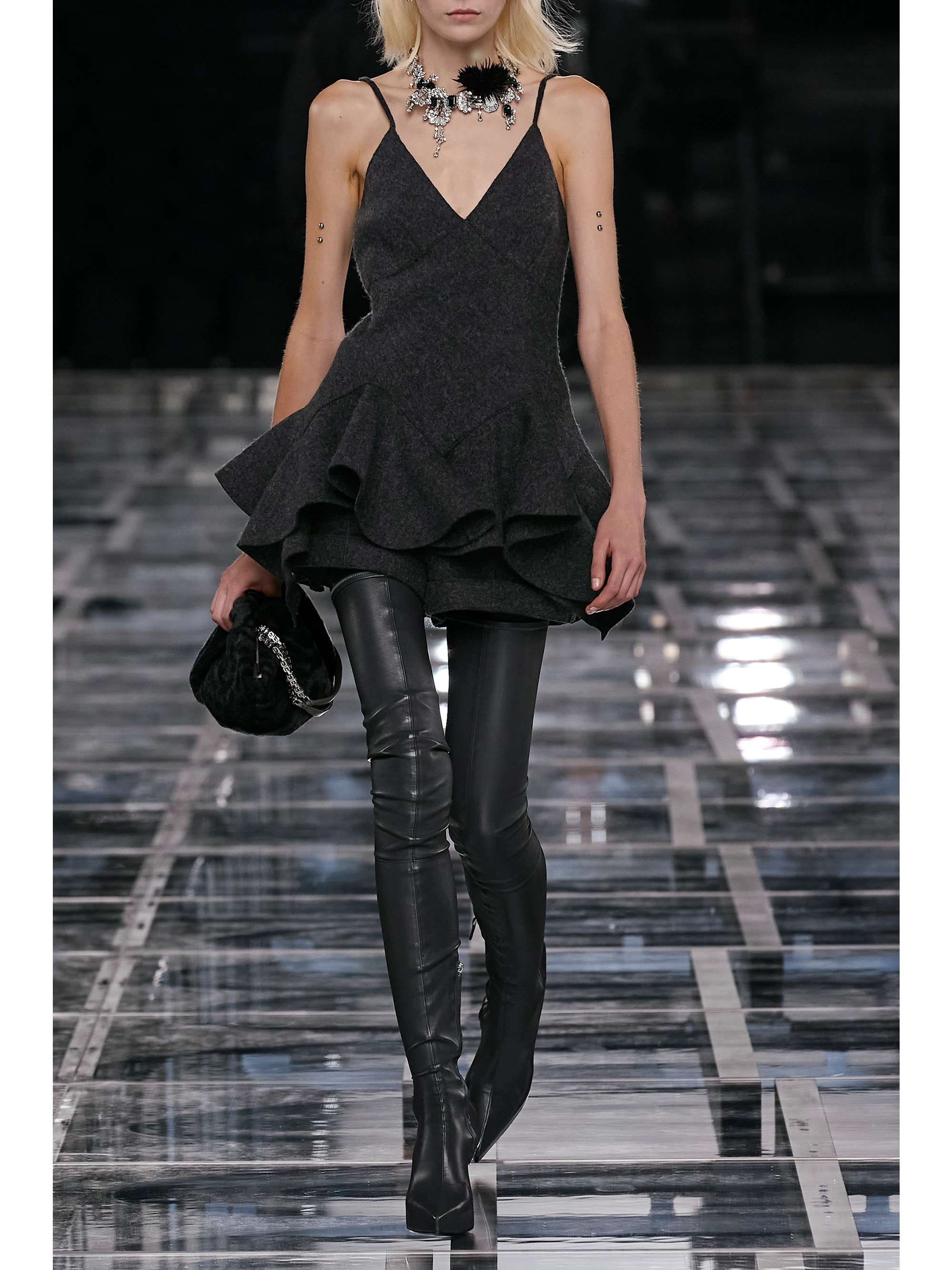 GIVENCHY Ruffled wool-felt top