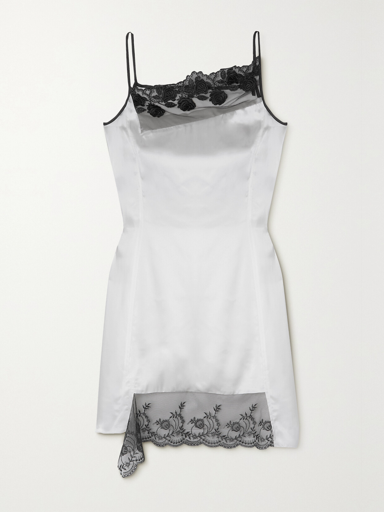 Meryll Rogge Asymmetric Lace-trimmed Satin Mini Dress - Ivory