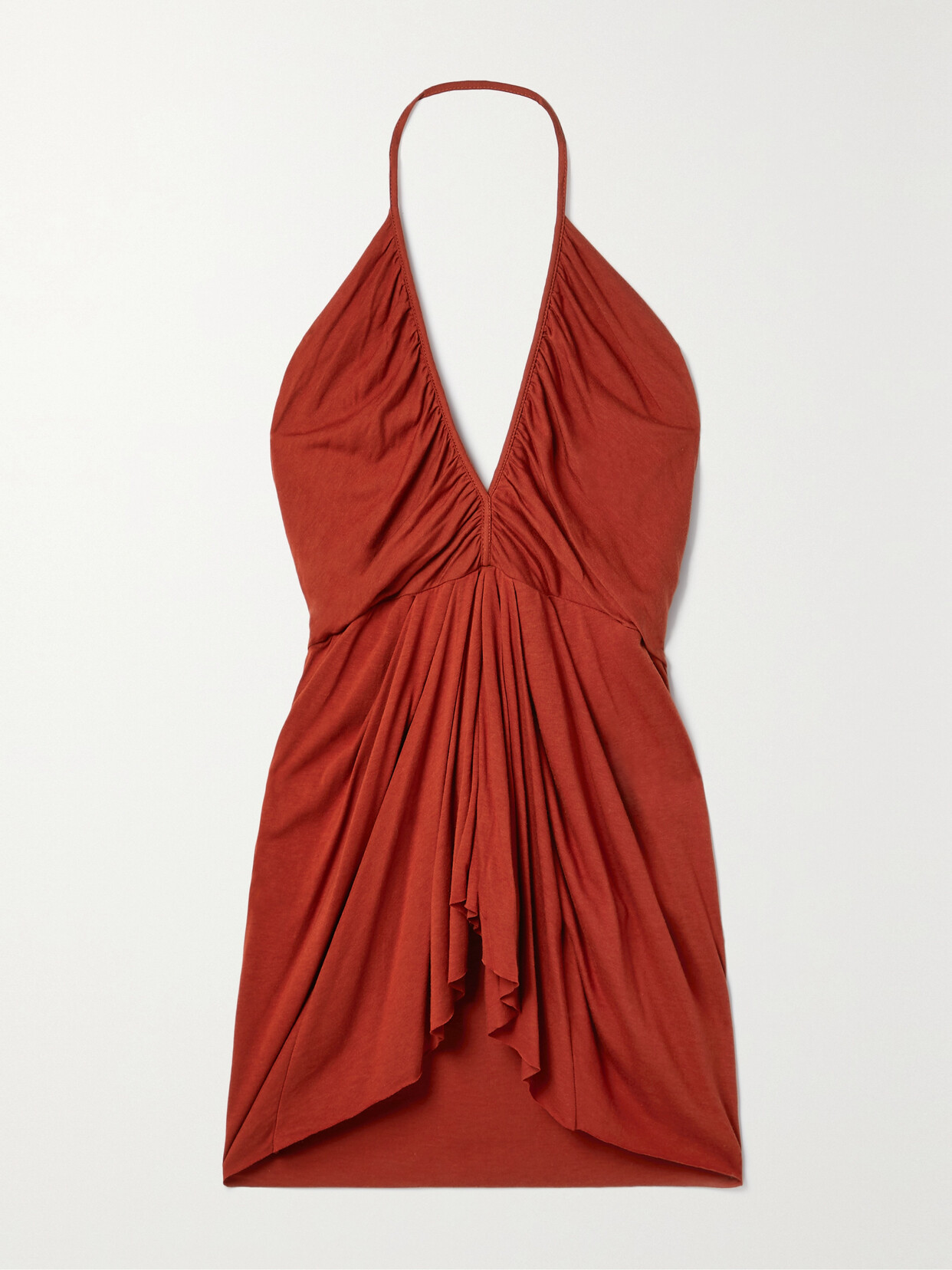 Lilies Open-Back Gathered Jersey Halterneck Top