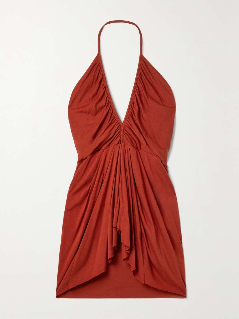 Rick Owens Lilies Open-back Gathered Jersey Halterneck Top