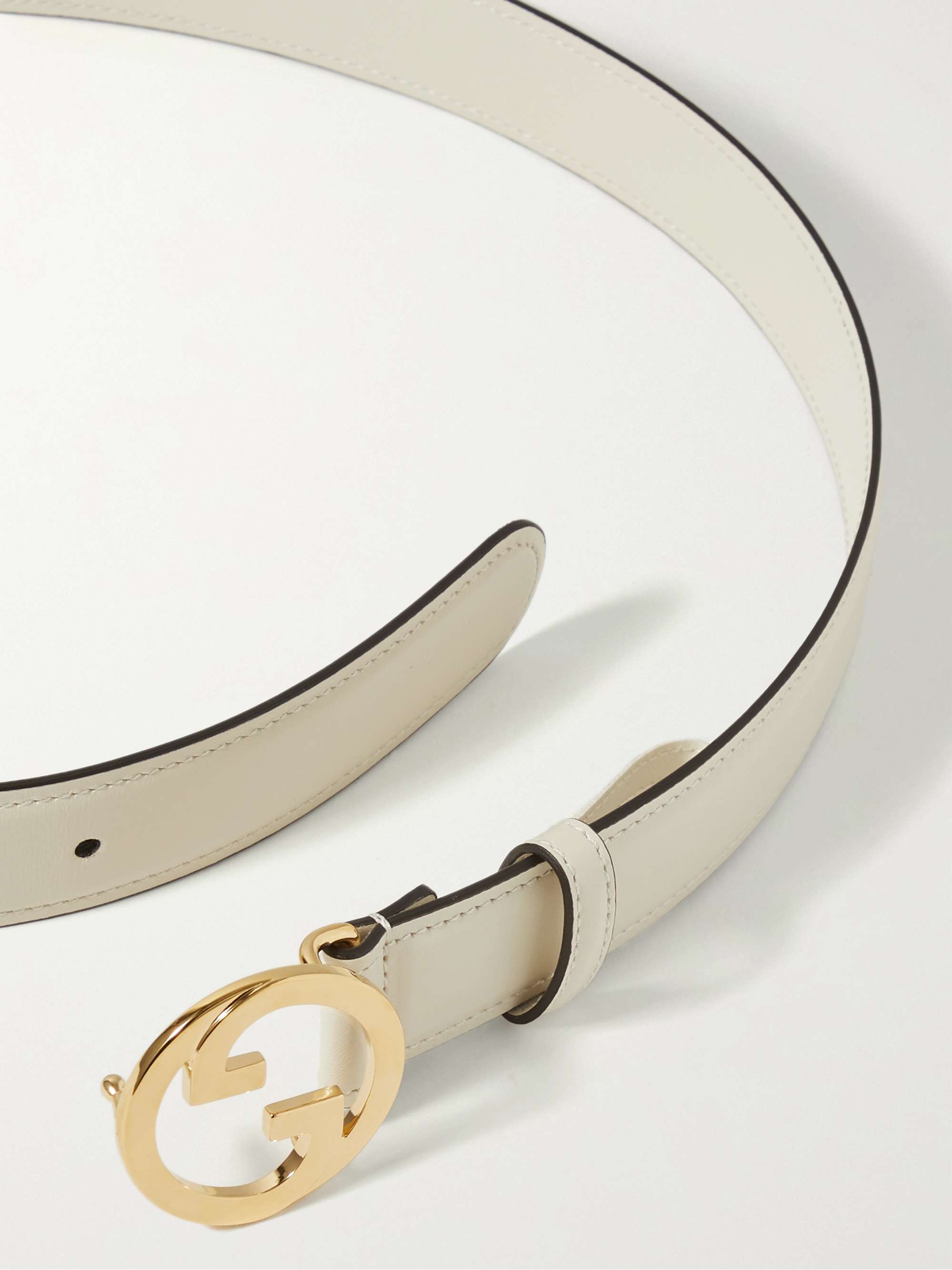 Gucci GG Leather Belt White