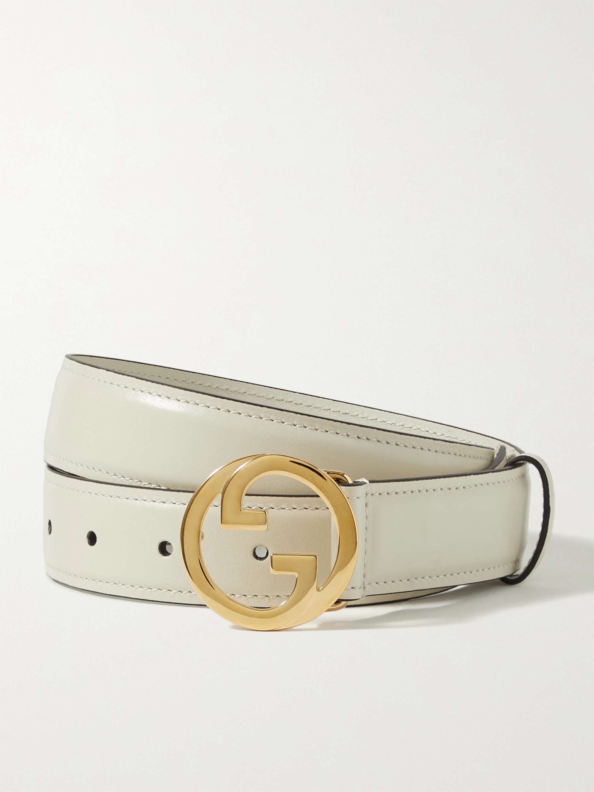 Gucci GG Leather Belt White