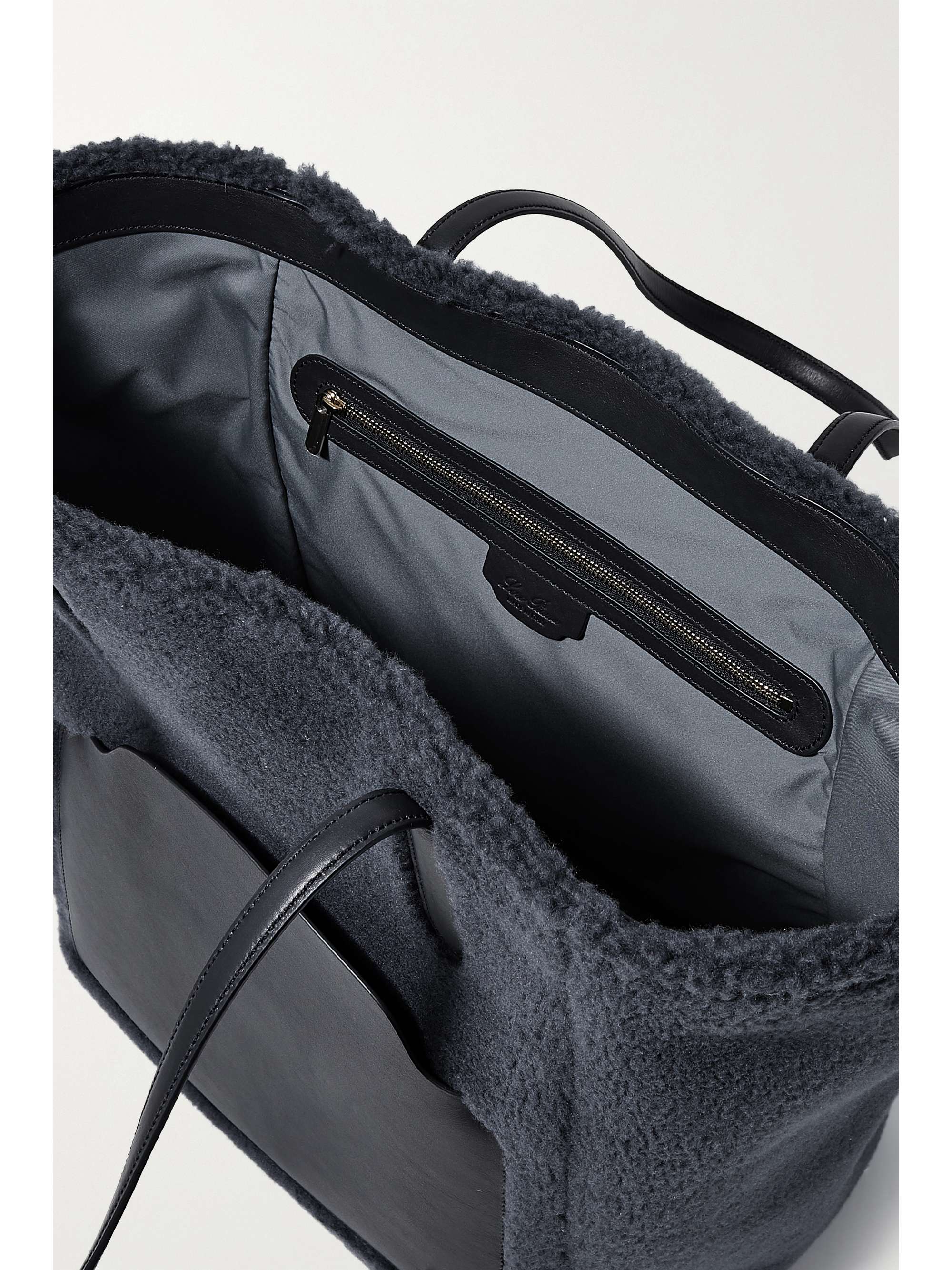 LORO PIANA Sesia large leather-trimmed faux shearling tote