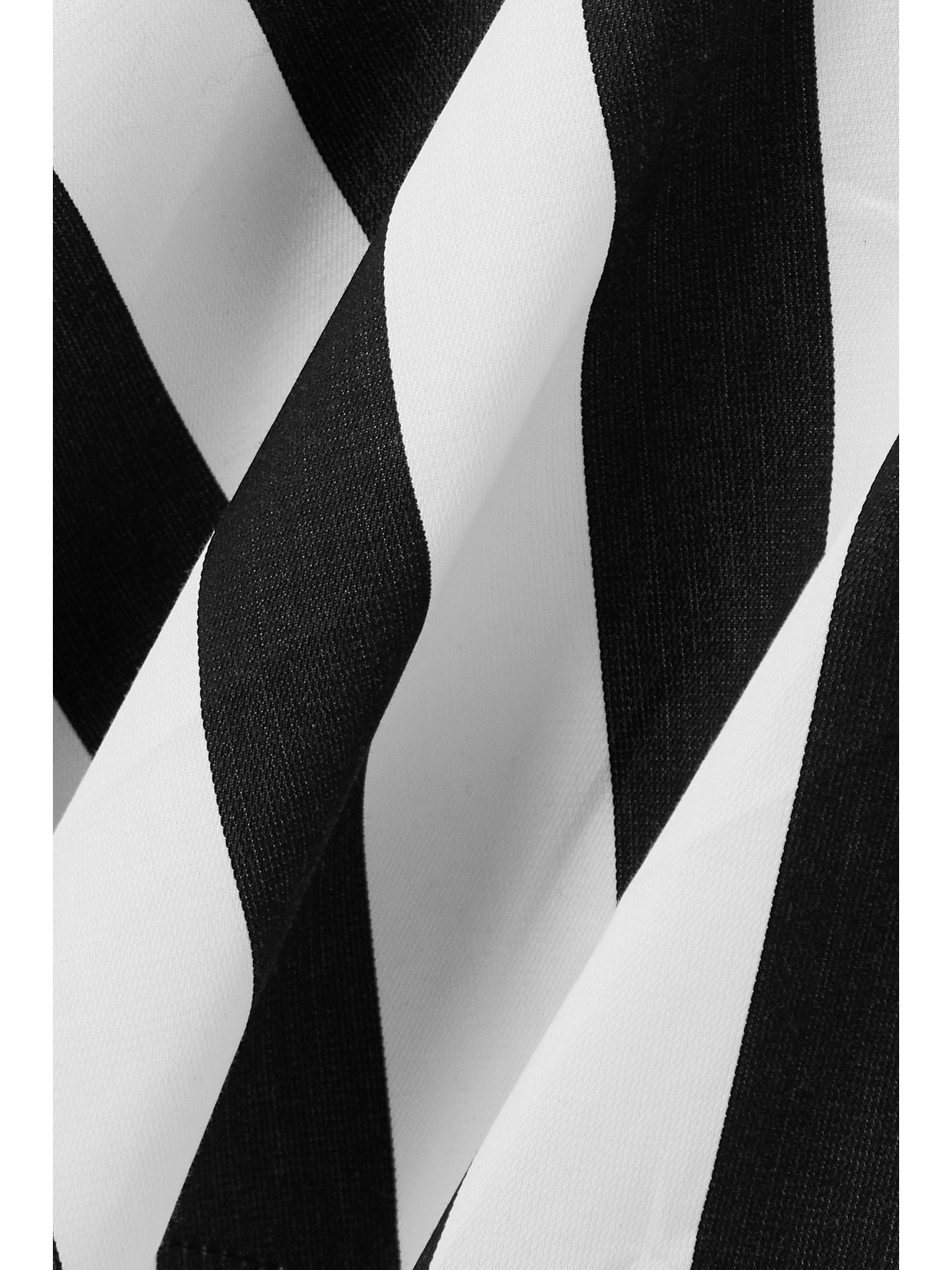 Asymmetric Striped Cotton-Voile Flared Midi