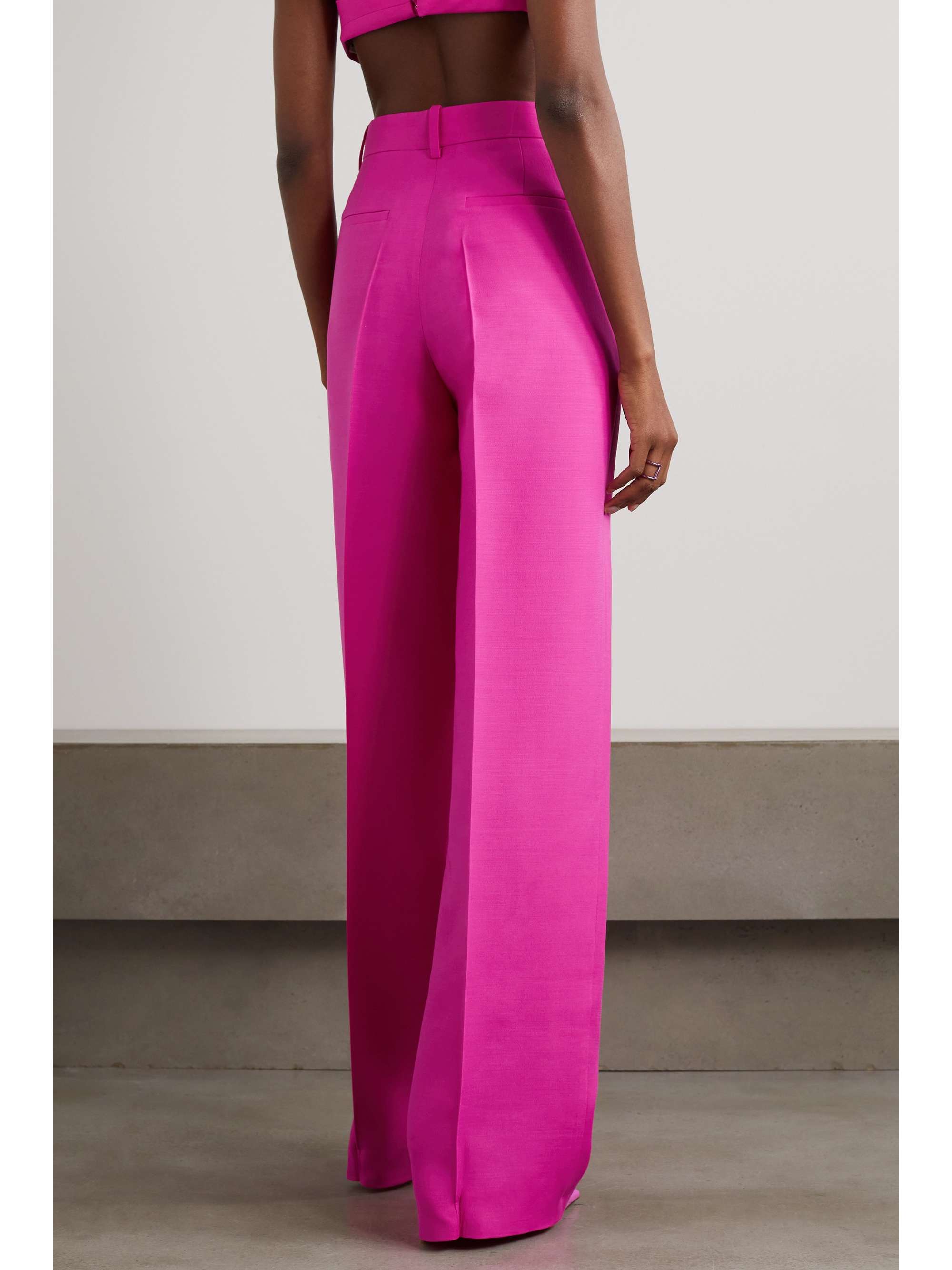 VALENTINO GARAVANI Pleated wool and silk-blend crepe wide-leg pants