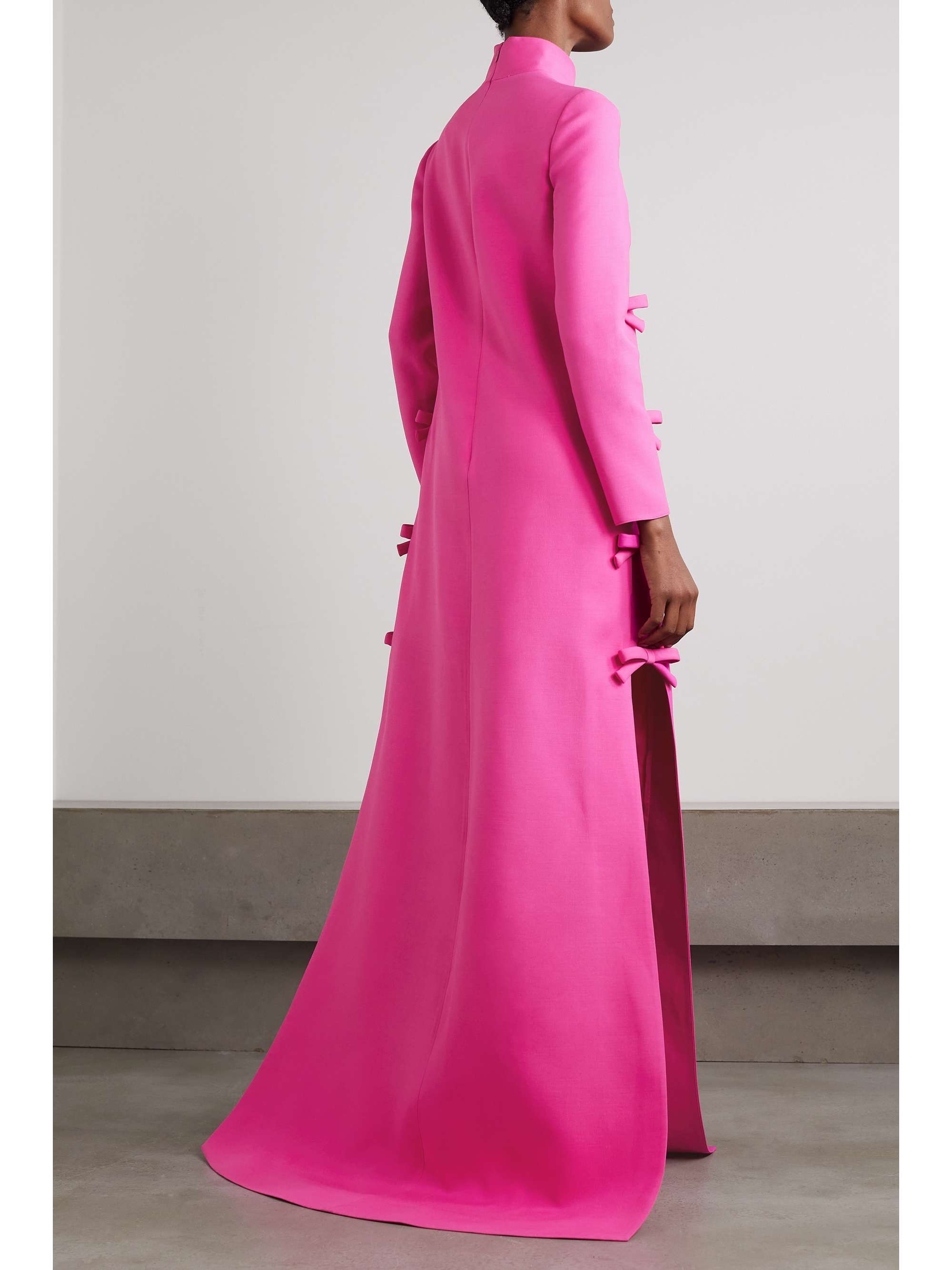 VALENTINO GARAVANI Bow-detailed wool and silk-blend crepe gown