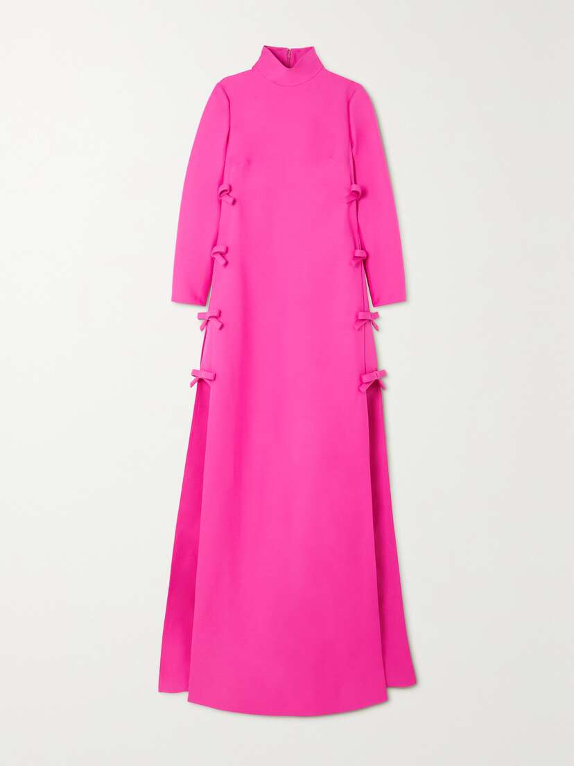 Valentino Garavani Bow-detailed Wool And Silk-blend Crepe Gown