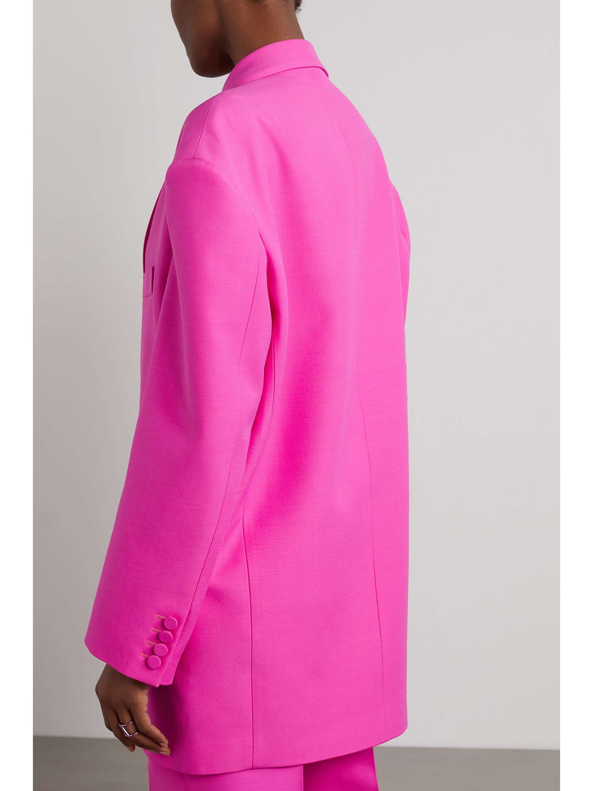 VALENTINO Oversized double-breasted wool and silk-blend crepe blazer