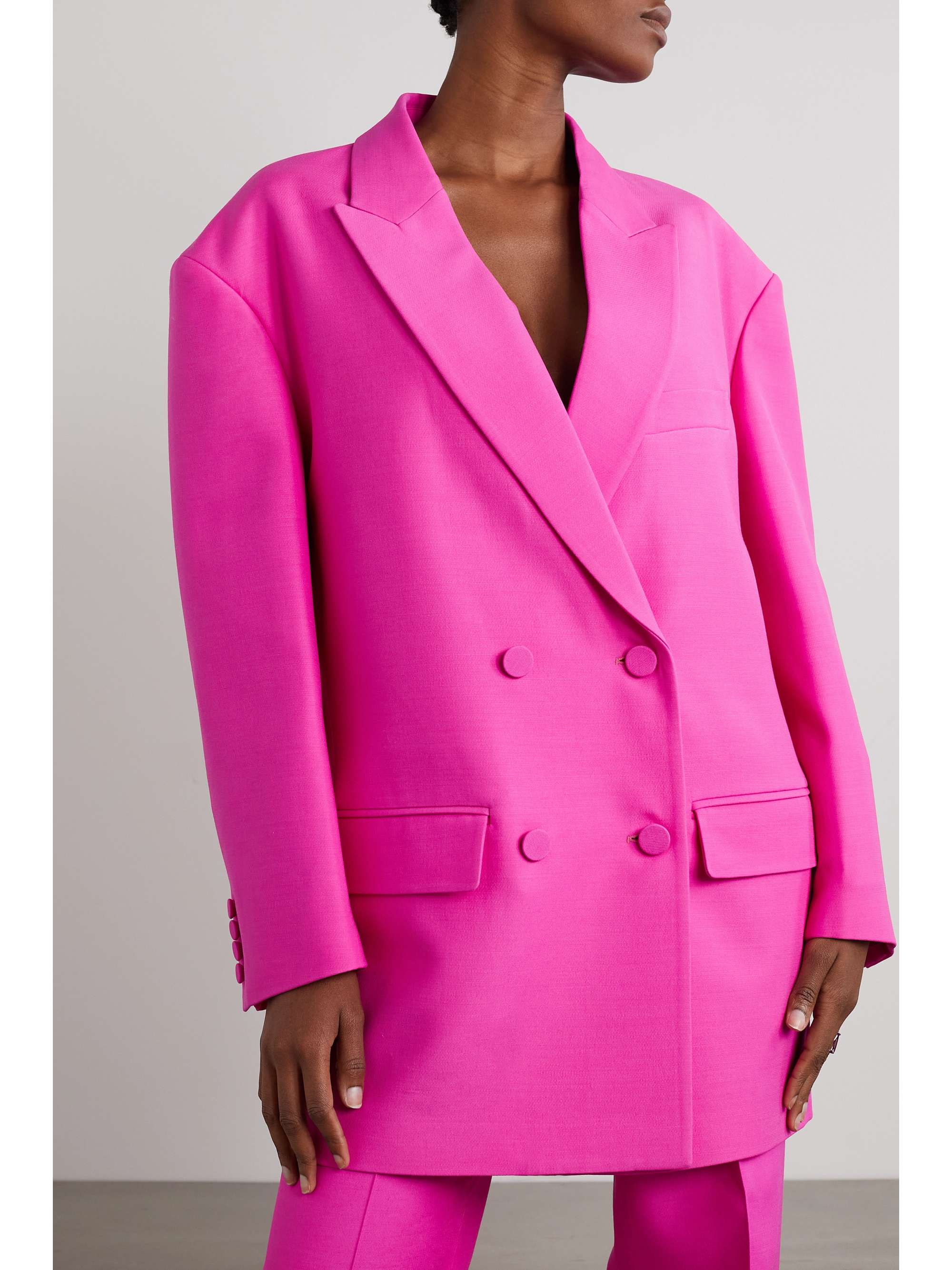 VALENTINO Oversized double-breasted wool and silk-blend crepe blazer