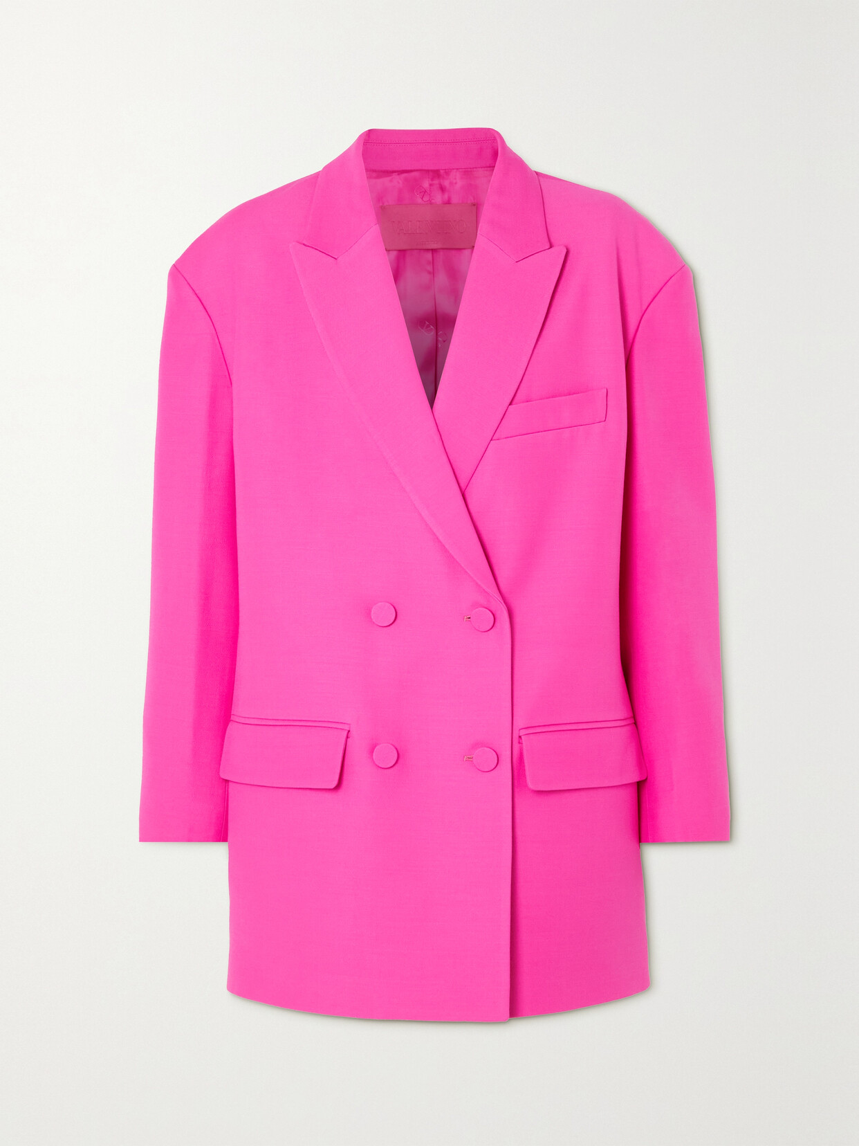 Valentino Garavani - Oversized Double-breasted Wool And Silk-blend Crepe Blazer - Pink